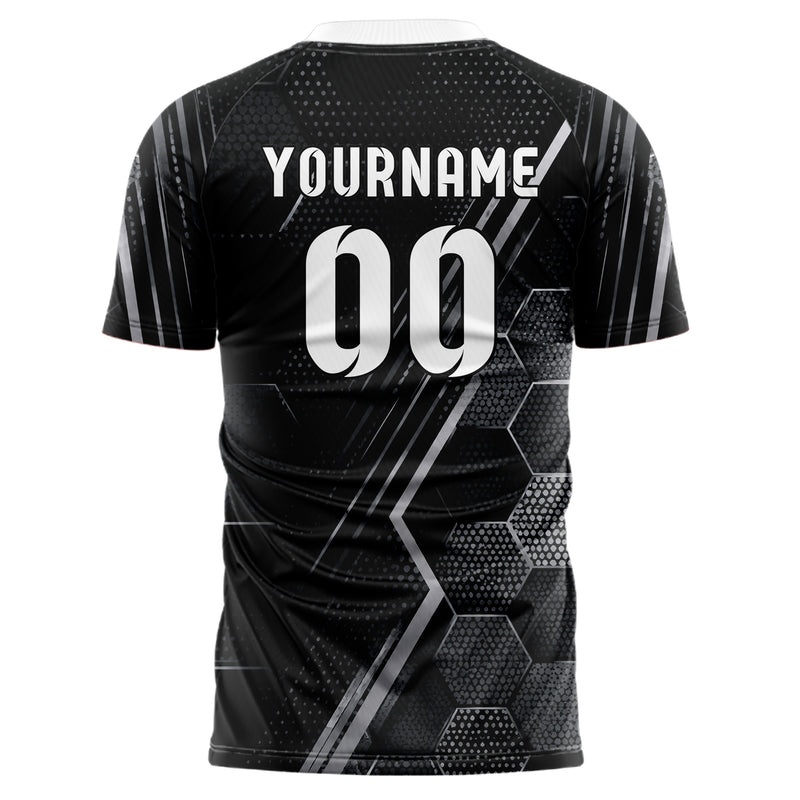 Schwarz klassisches Rauten hexagonale Panels Design 01-0030 individuelles Fußballtrikot back
