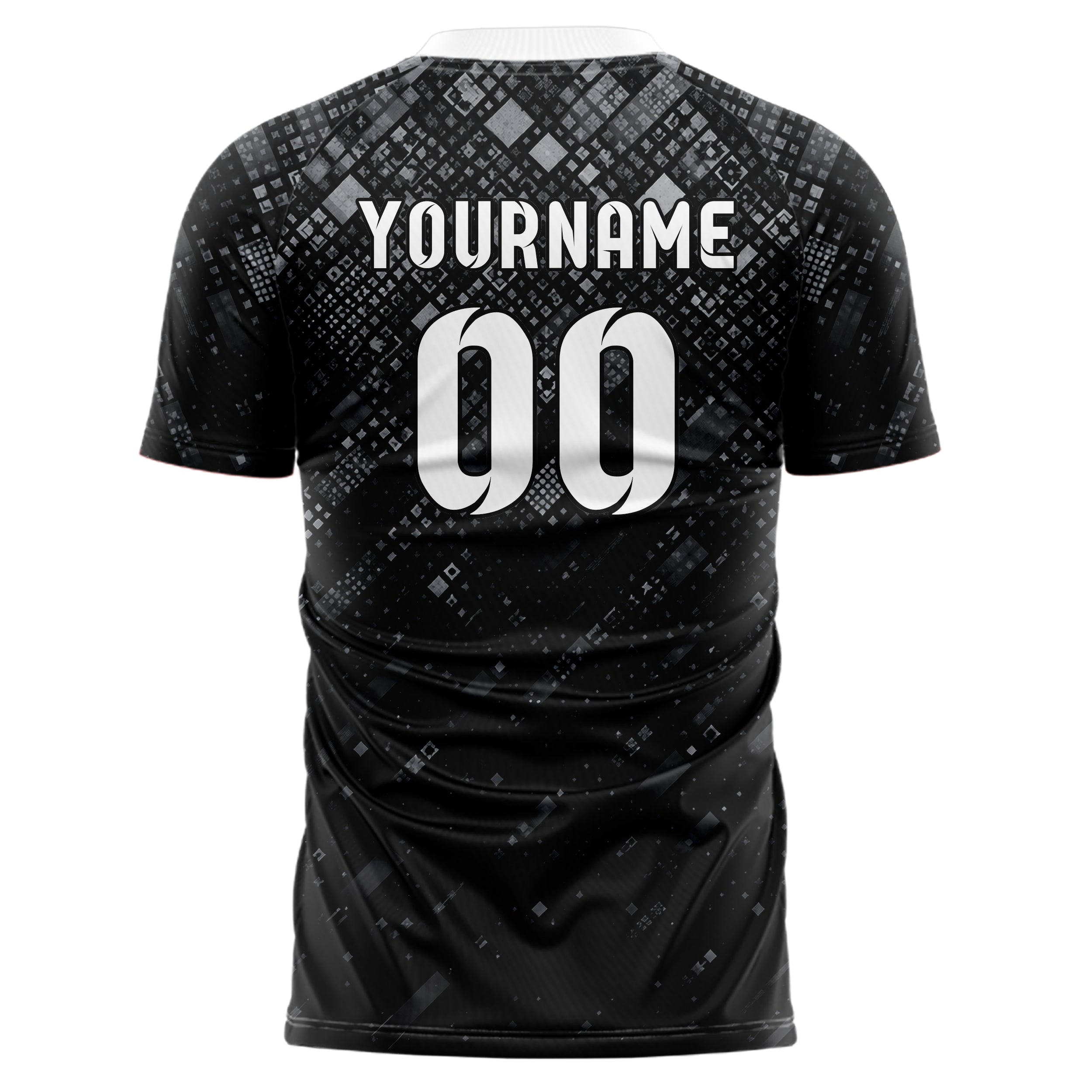Schwarz klassisches Rauten dichter Verlauf von oben Design 01-0456 individuelles Fußballtrikot back