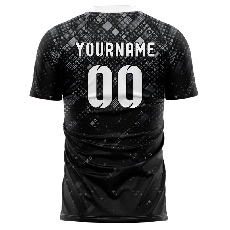 Schwarz klassisches Rauten dichter Verlauf von oben Design 01-0456 individuelles Fußballtrikot back