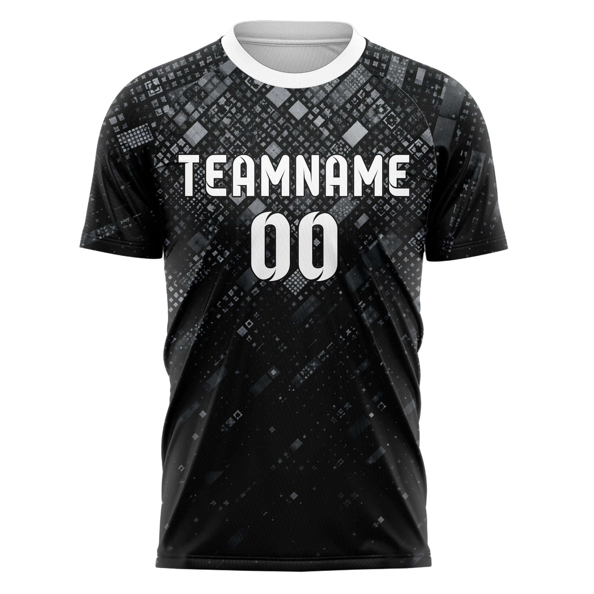 Schwarz klassisches Rauten dichter Verlauf von oben Design 01-0456 individuelles Fußballtrikot front