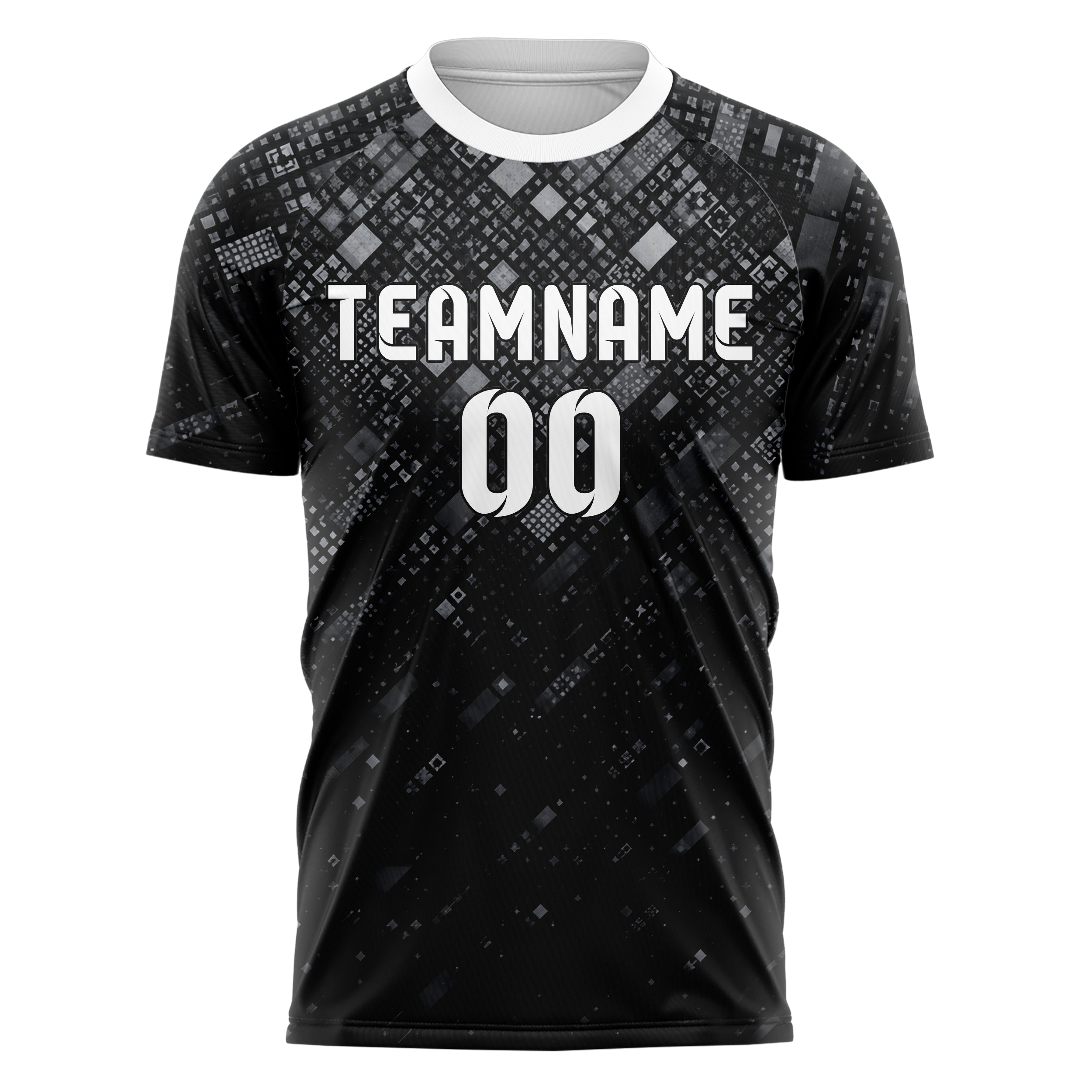 Schwarz klassisches Rauten dichter Verlauf von oben Design 01-0456 individuelles Fußballtrikot front