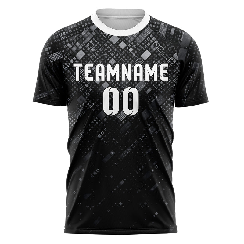 Schwarz klassisches Rauten dichter Verlauf von oben Design 01-0456 individuelles Fußballtrikot front