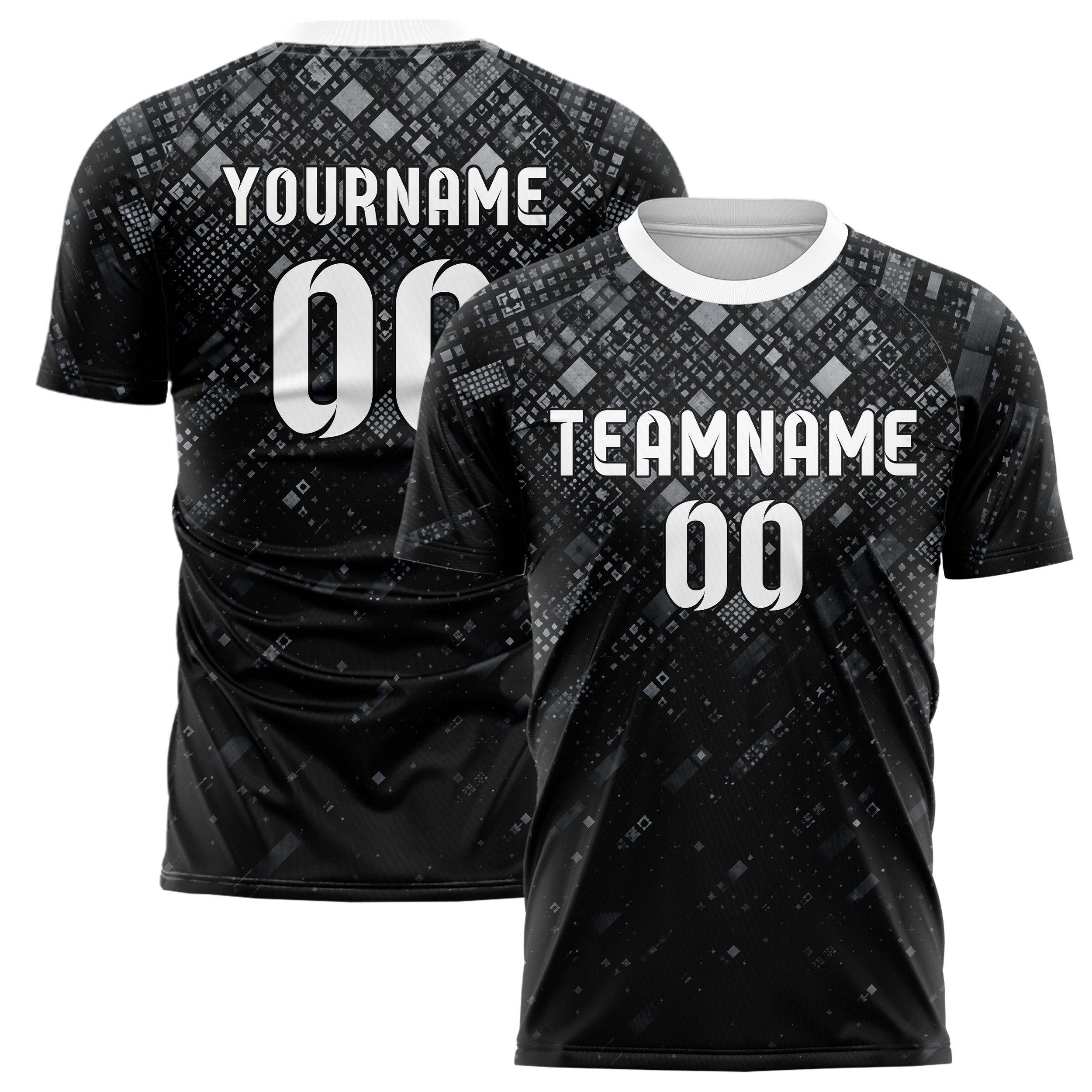 Schwarz klassisches Rauten dichter Verlauf von oben Design 01-0456 individuelles Fußballtrikot main