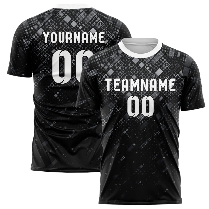 Schwarz klassisches Rauten dichter Verlauf von oben Design 01-0456 individuelles Fußballtrikot main