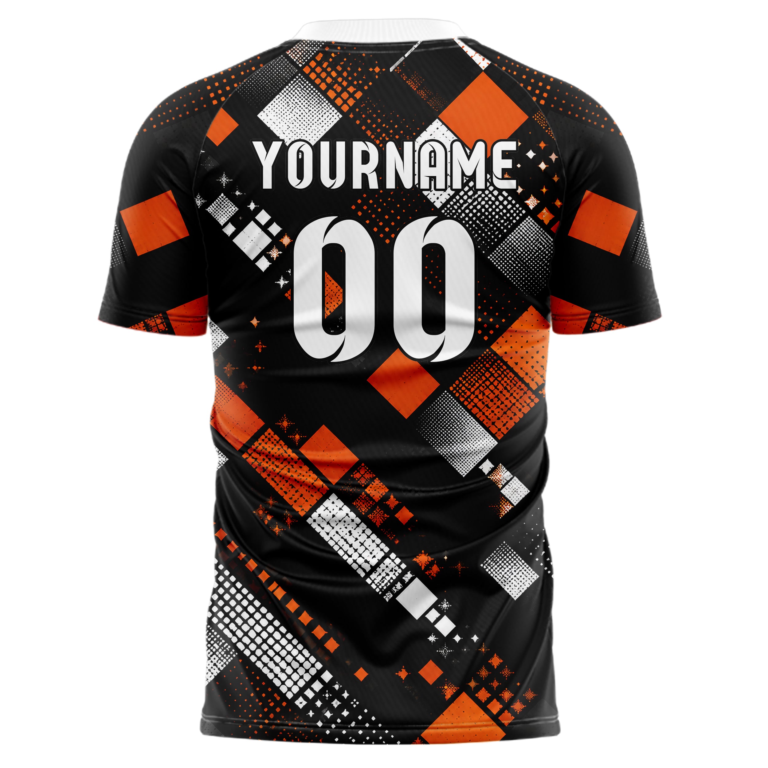 Schwarz dunkles Rauten Square Grid Design 01-0325 individuelles Fußballtrikot back