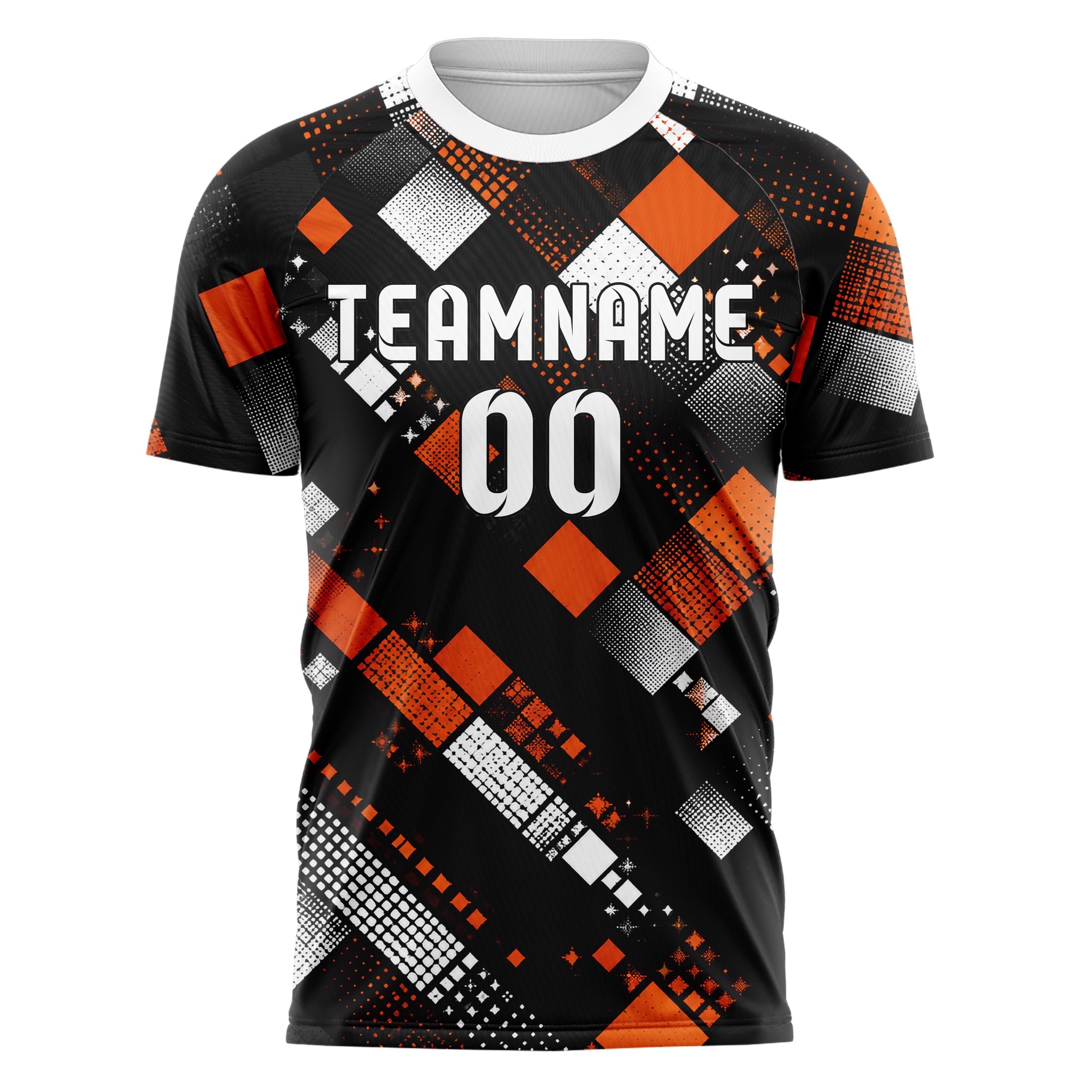Schwarz dunkles Rauten Square Grid Design 01-0325 individuelles Fußballtrikot front