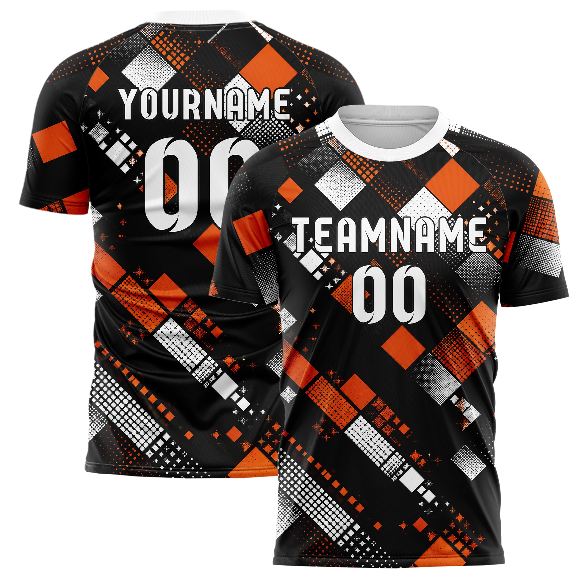 Schwarz dunkles Rauten Square Grid Design 01-0325 individuelles Fußballtrikot main