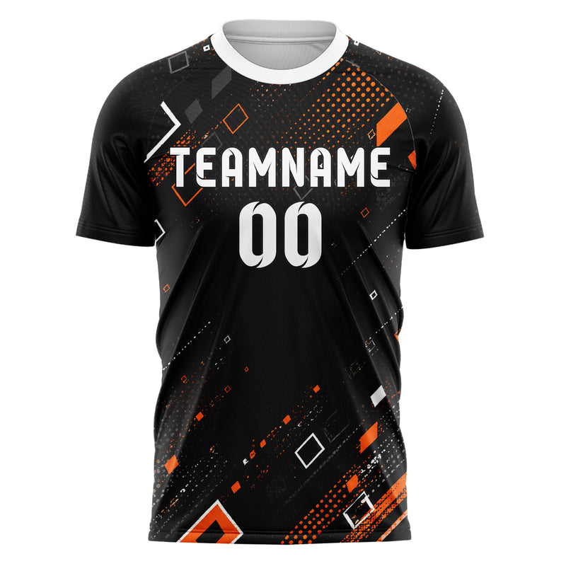 Schwarz dunkles Rauten radialer Center Fade Design 01-0169 individuelles Fußballtrikot front