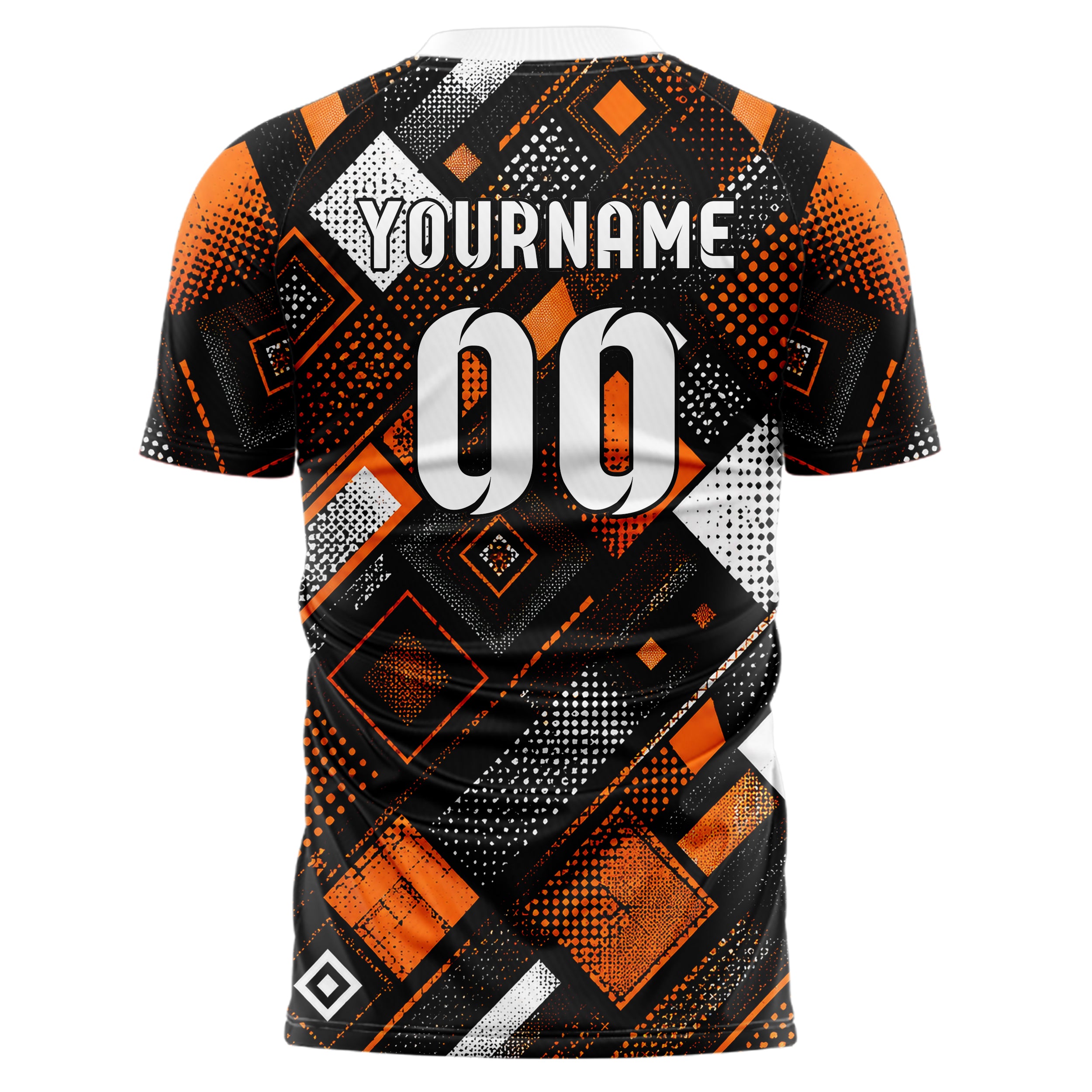 Schwarz dunkles Rauten diagonale Tessellation Design 01-0466 individuelles Fußballtrikot back