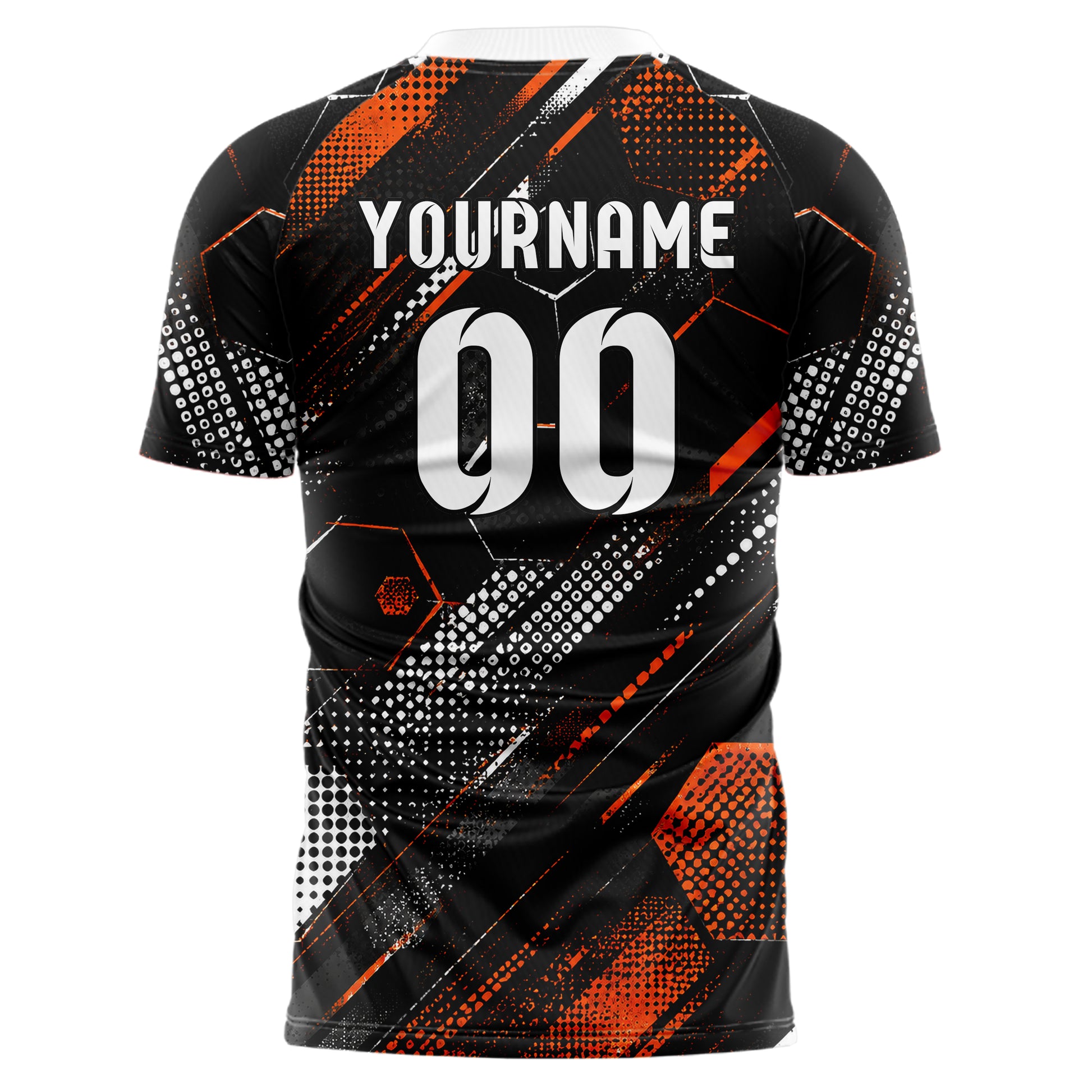 Schwarz dunkles Rauten hexagonale Panels Design 01-0406 individuelles Fußballtrikot back