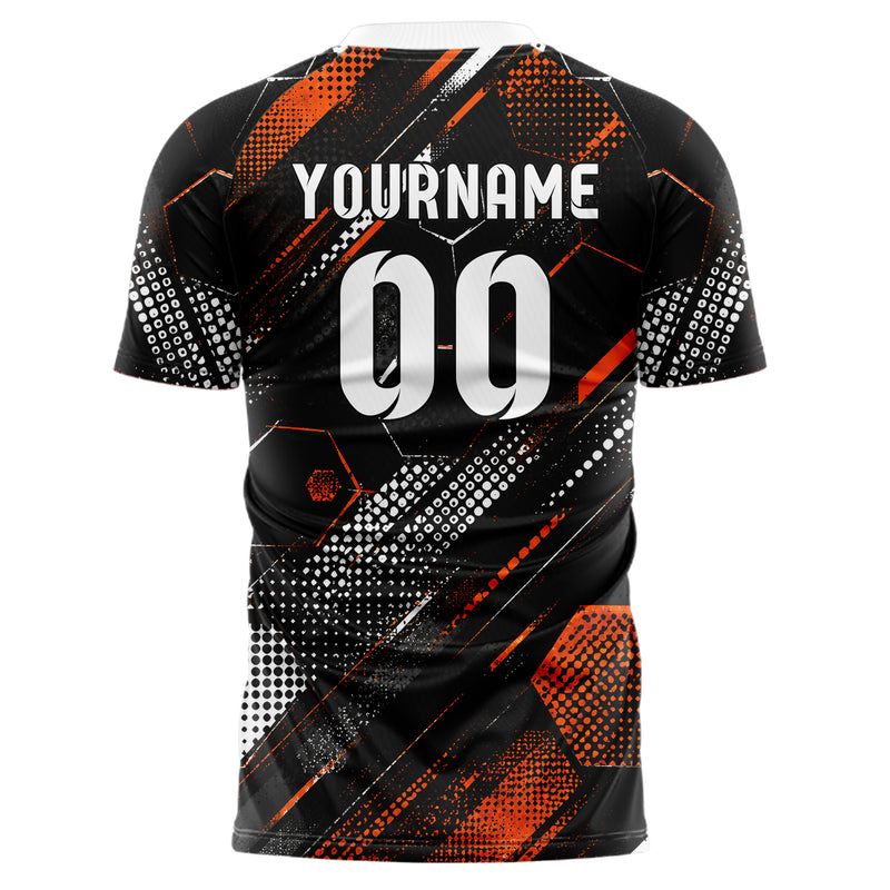 Schwarz dunkles Rauten hexagonale Panels Design 01-0406 individuelles Fußballtrikot back