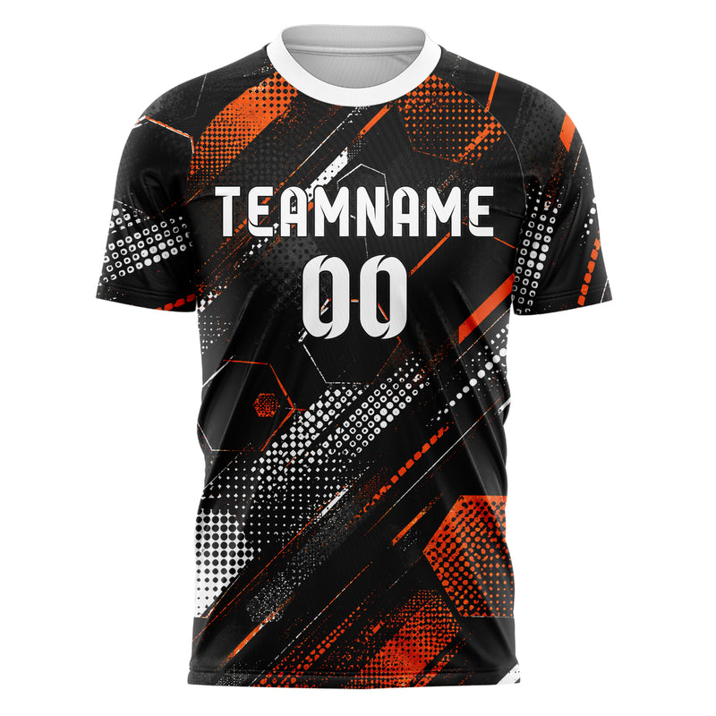 Schwarz dunkles Rauten hexagonale Panels Design 01-0406 individuelles Fußballtrikot front
