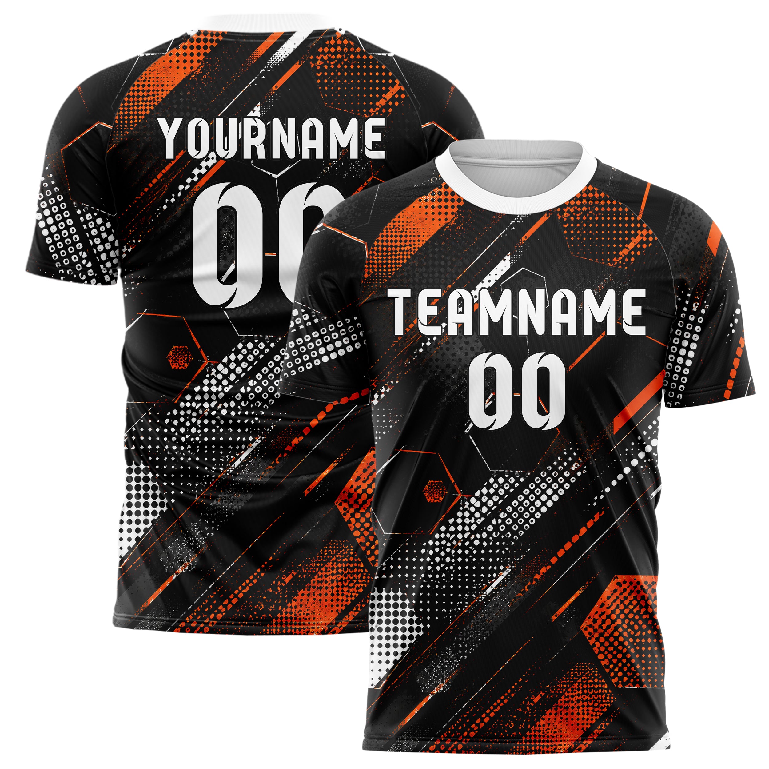 Schwarz dunkles Rauten hexagonale Panels Design 01-0406 individuelles Fußballtrikot main