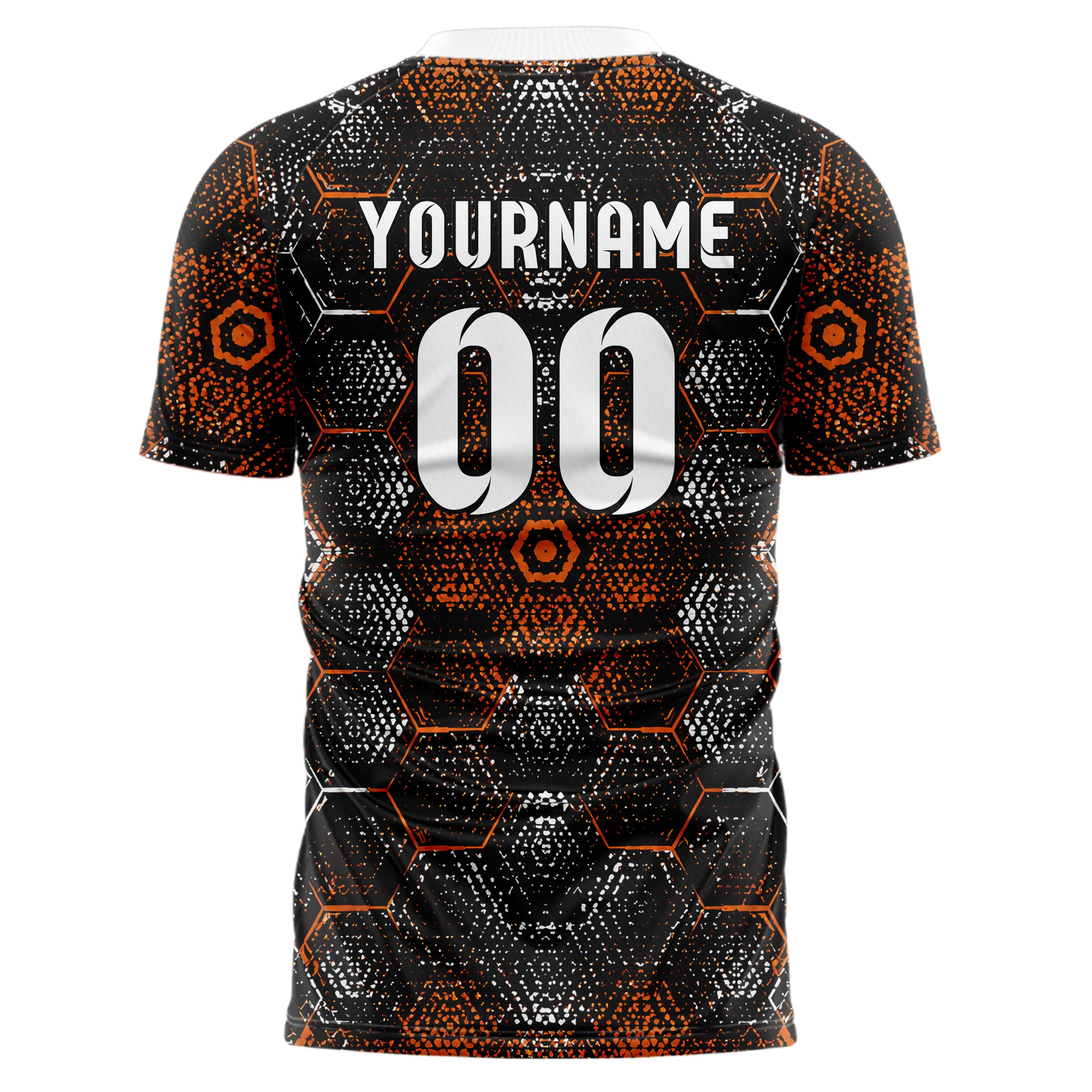 Schwarz dunkles Rauten hexagonale Panels Design 01-0454 individuelles Fußballtrikot back