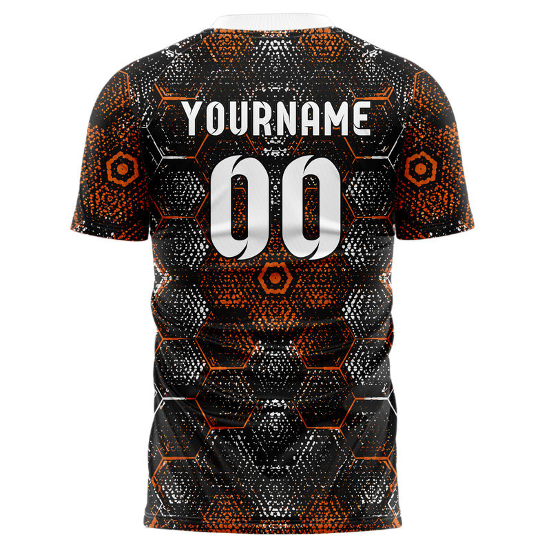 Schwarz dunkles Rauten hexagonale Panels Design 01-0454 individuelles Fußballtrikot back