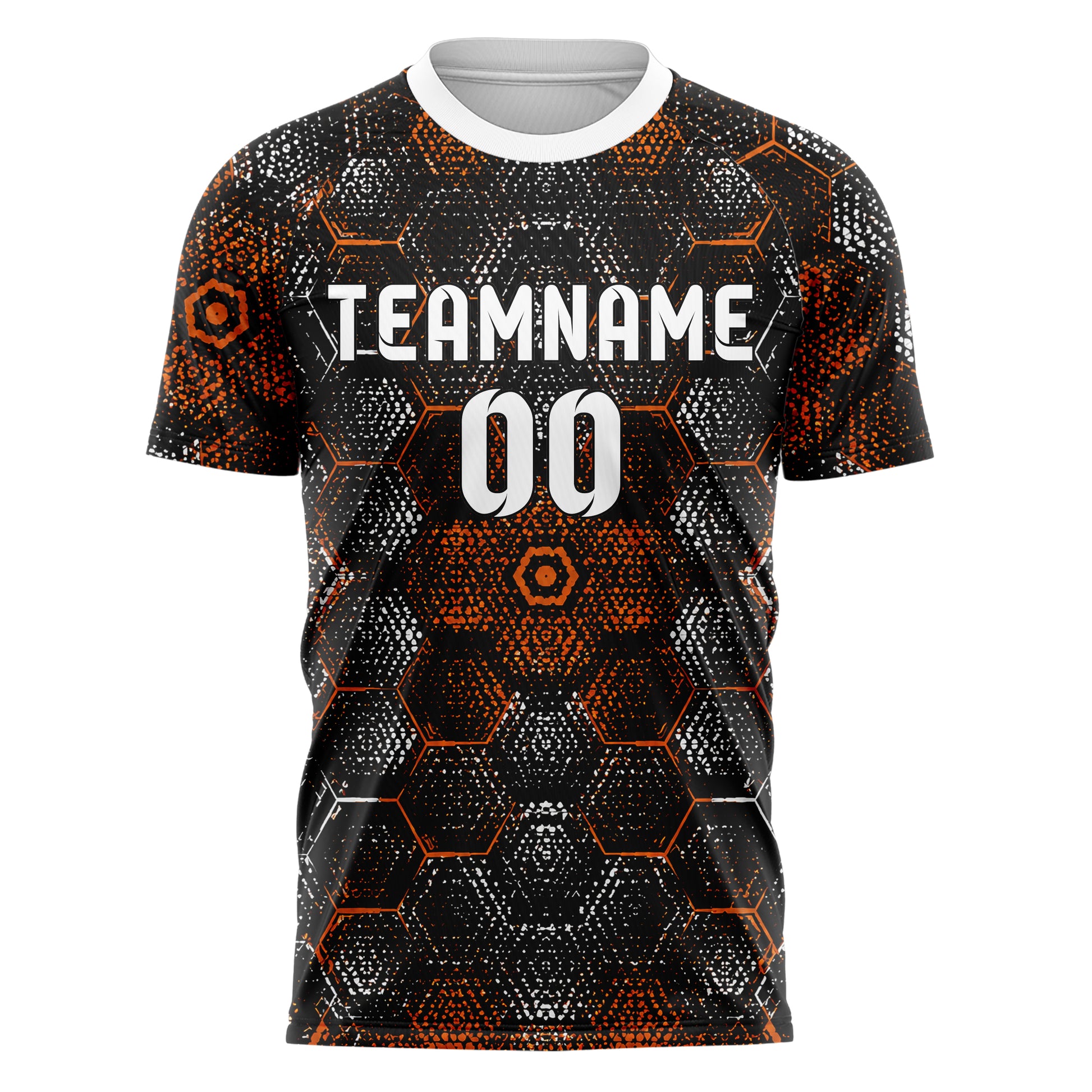 Schwarz dunkles Rauten hexagonale Panels Design 01-0454 individuelles Fußballtrikot front