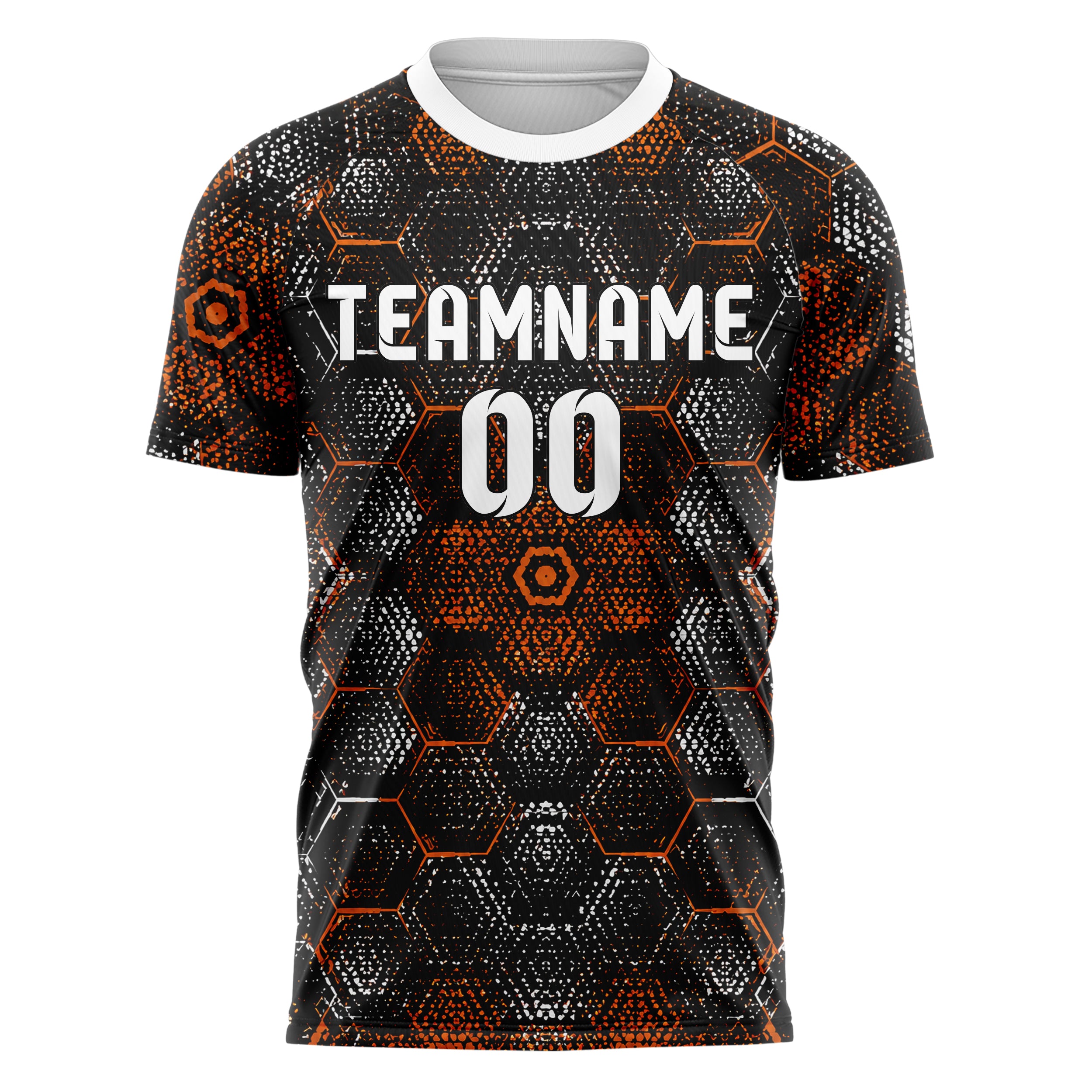 Schwarz dunkles Rauten hexagonale Panels Design 01-0454 individuelles Fußballtrikot front
