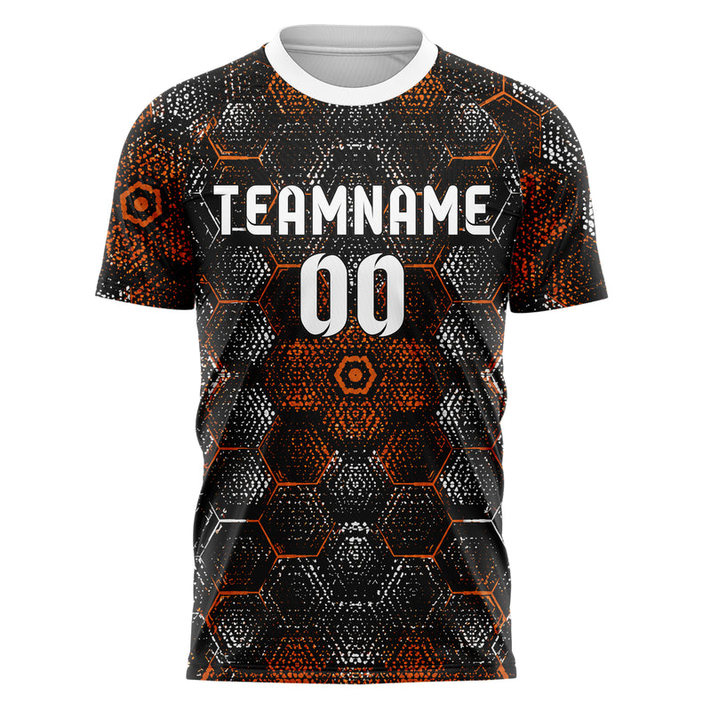 Schwarz dunkles Rauten hexagonale Panels Design 01-0454 individuelles Fußballtrikot front
