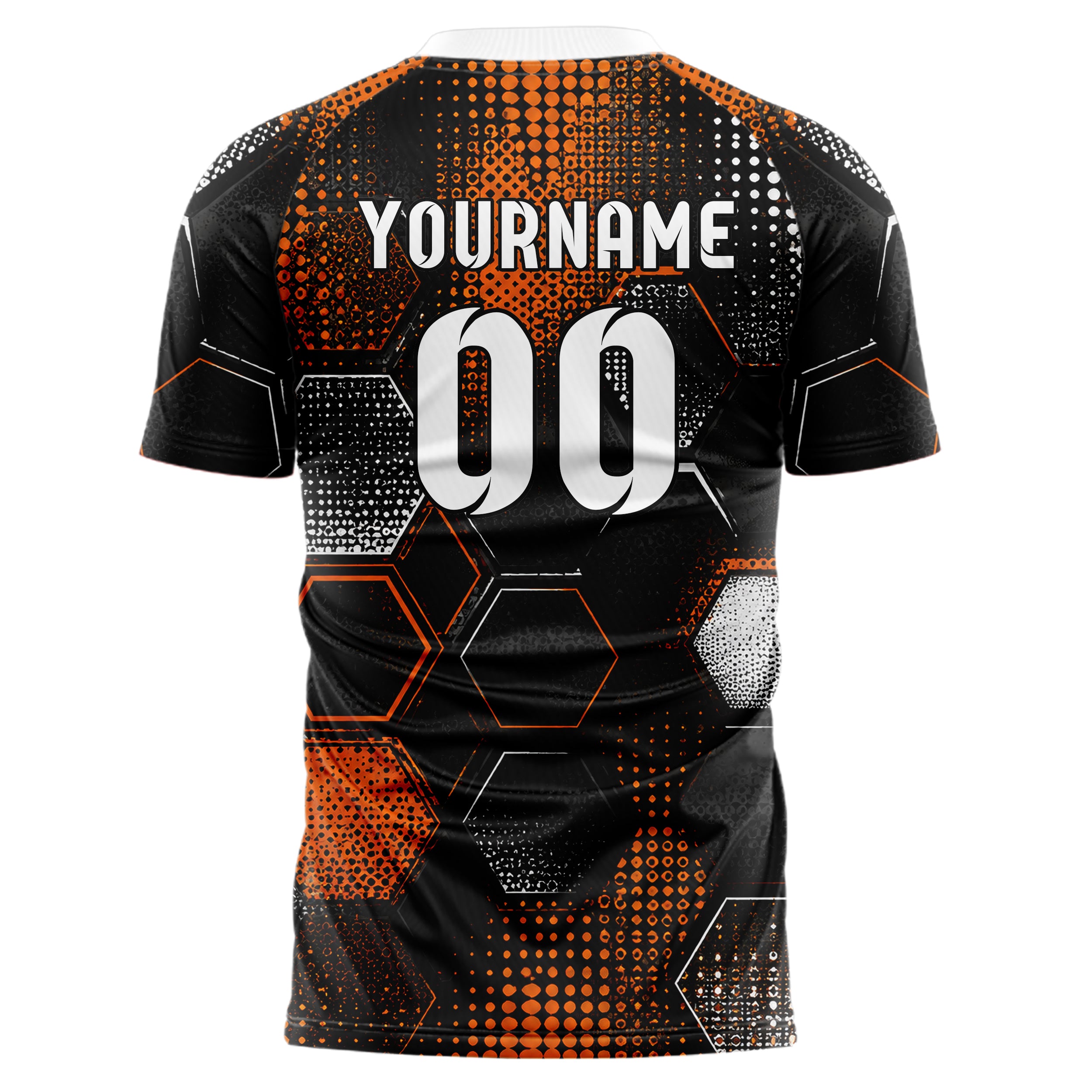 Schwarz dunkles Rauten hexagonale Panels Design 01-0478 individuelles Fußballtrikot back