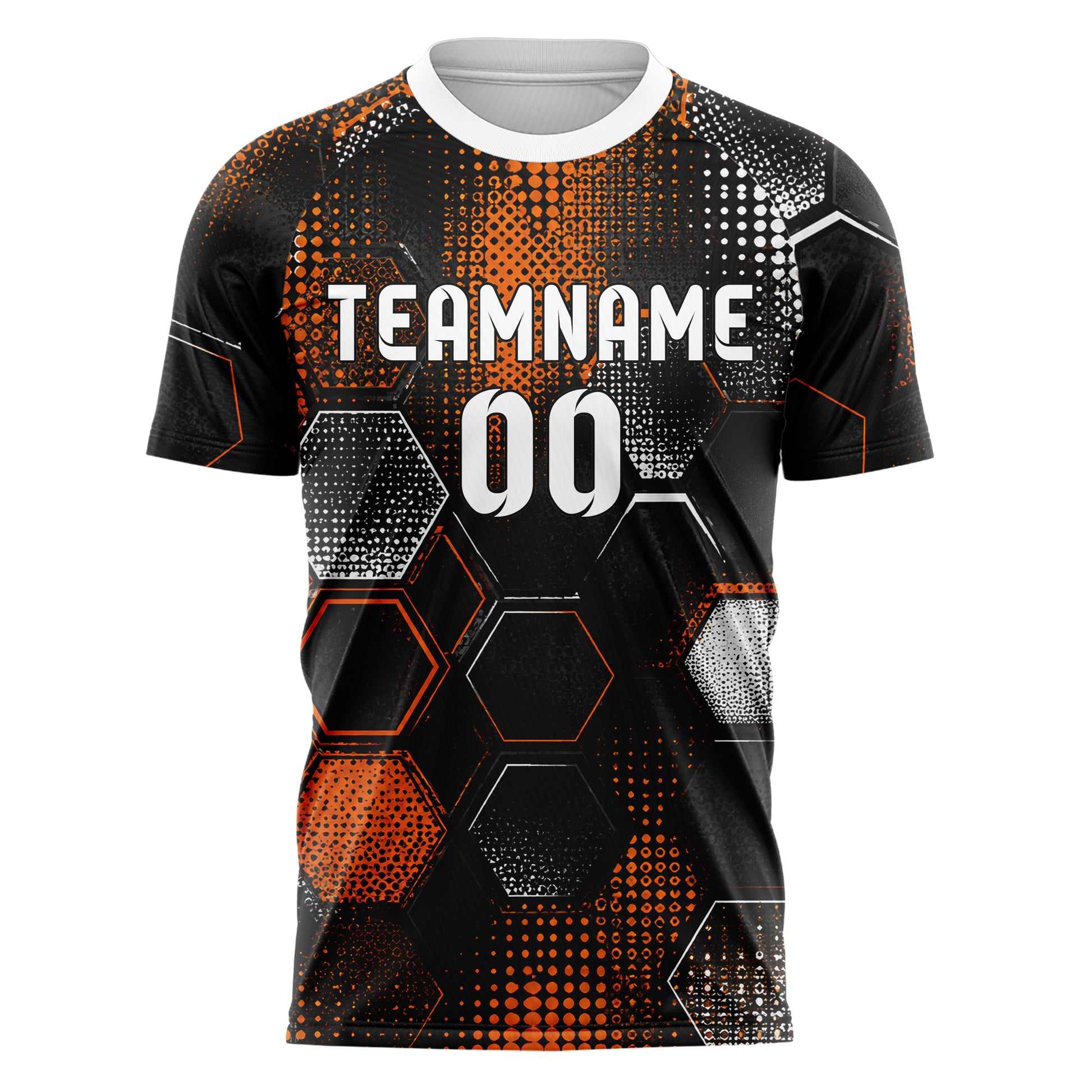 Schwarz dunkles Rauten hexagonale Panels Design 01-0478 individuelles Fußballtrikot front