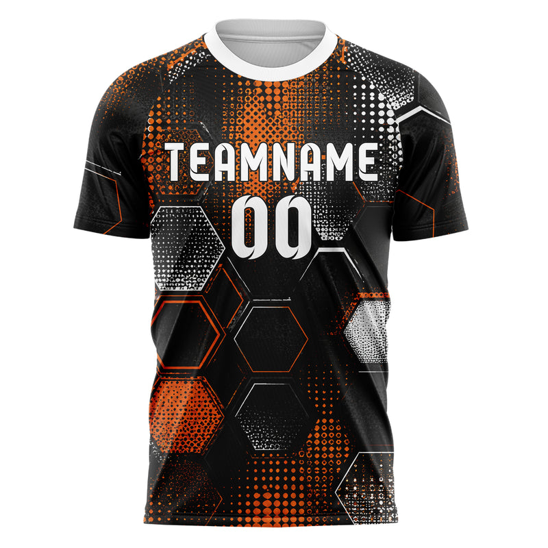 Schwarz dunkles Rauten hexagonale Panels Design 01-0478 individuelles Fußballtrikot front