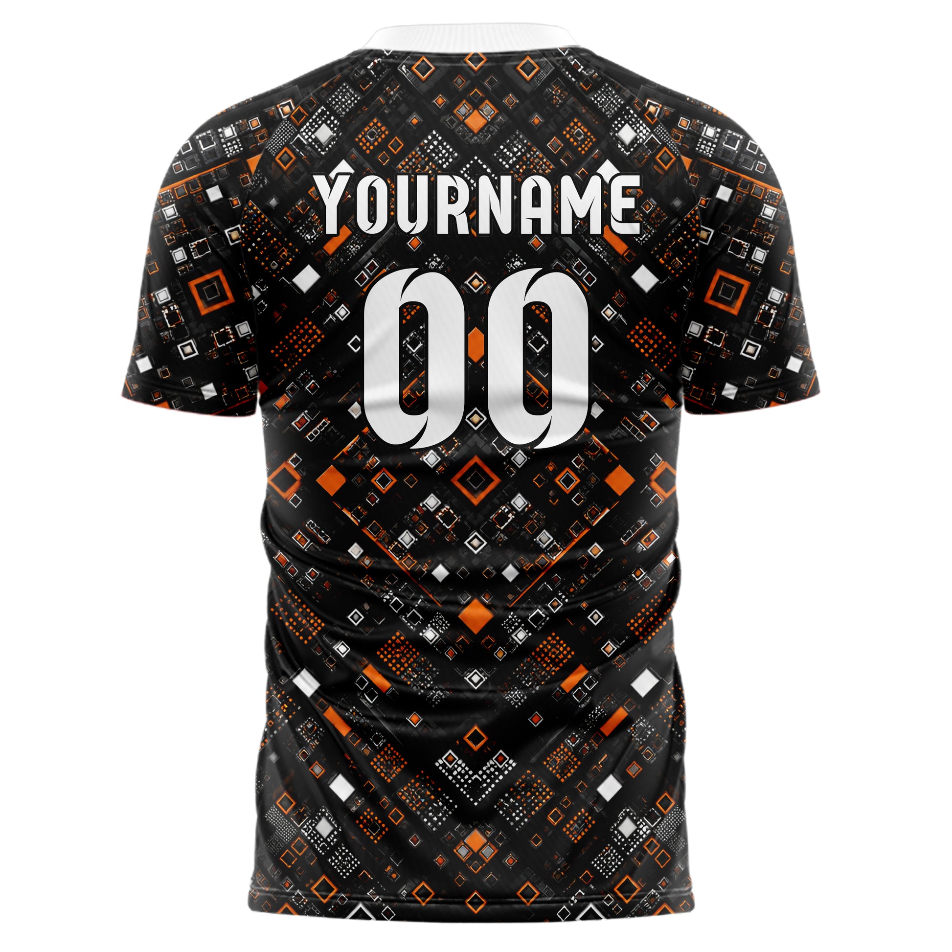 Schwarz dunkles Rauten Layered 3D Rhombus Design 01-0091 individuelles Fußballtrikot back