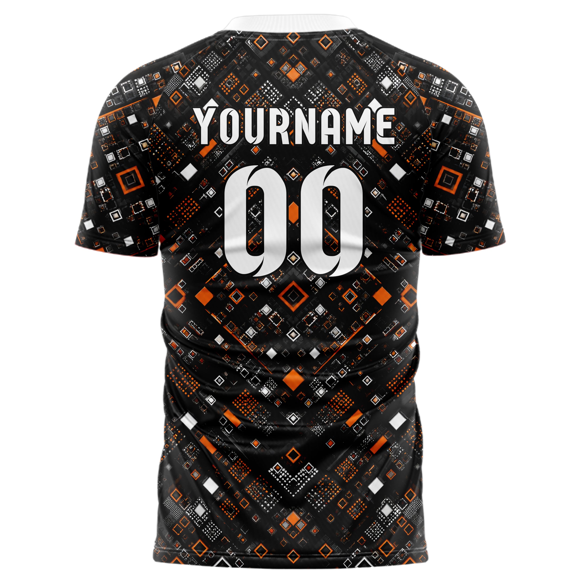 Schwarz dunkles Rauten Layered 3D Rhombus Design 01-0091 individuelles Fußballtrikot back