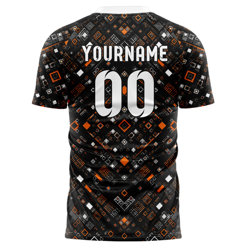 Schwarz dunkles Rauten Layered 3D Rhombus Design 01-0091 individuelles Fußballtrikot back