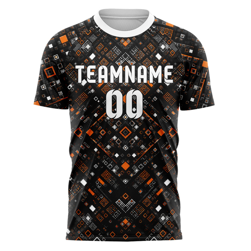 Schwarz dunkles Rauten Layered 3D Rhombus Design 01-0091 individuelles Fußballtrikot front