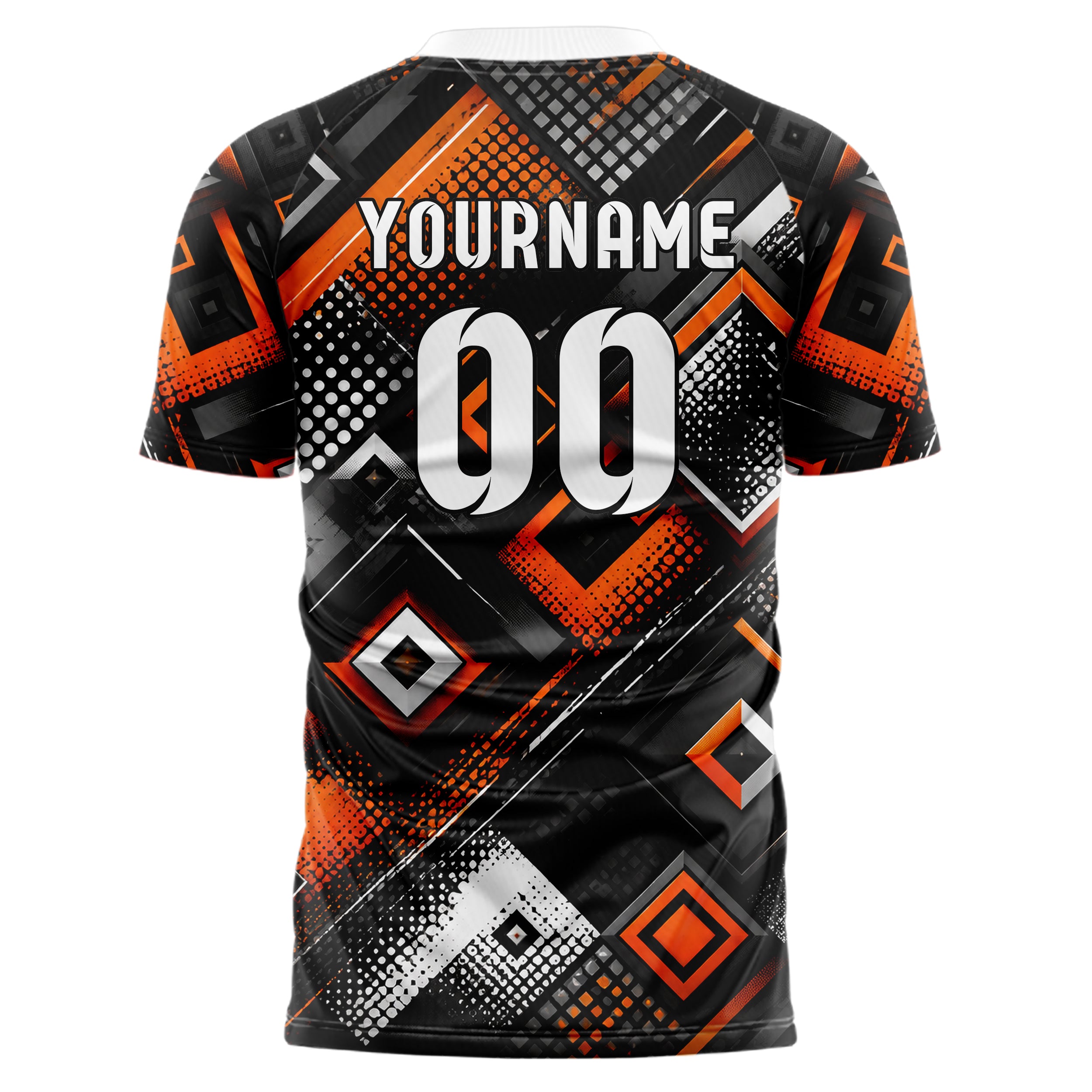 Schwarz dunkles Rauten Layered 3D Rhombus Design 01-0259 individuelles Fußballtrikot back
