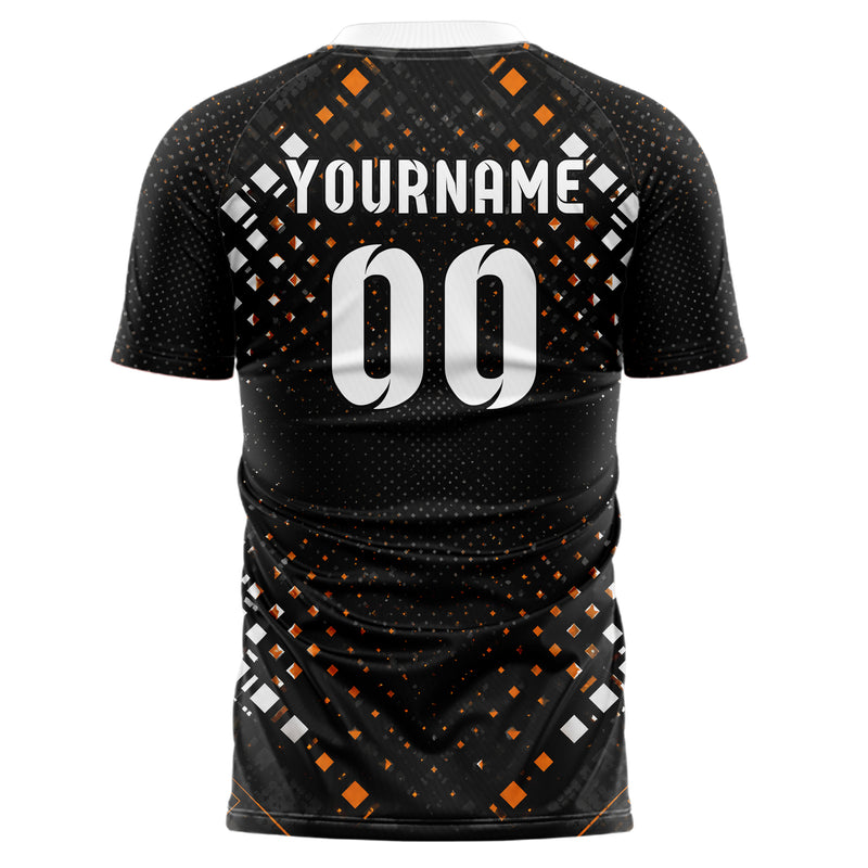 Schwarz dunkles Rauten Micro to Macro Gradient Design 01-0412 individuelles Fußballtrikot back