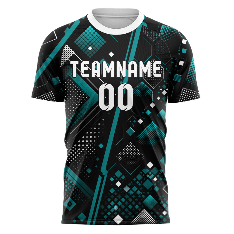 Schwarz lebendiges Rauten Square Grid Design 01-0413 individuelles Fußballtrikot front
