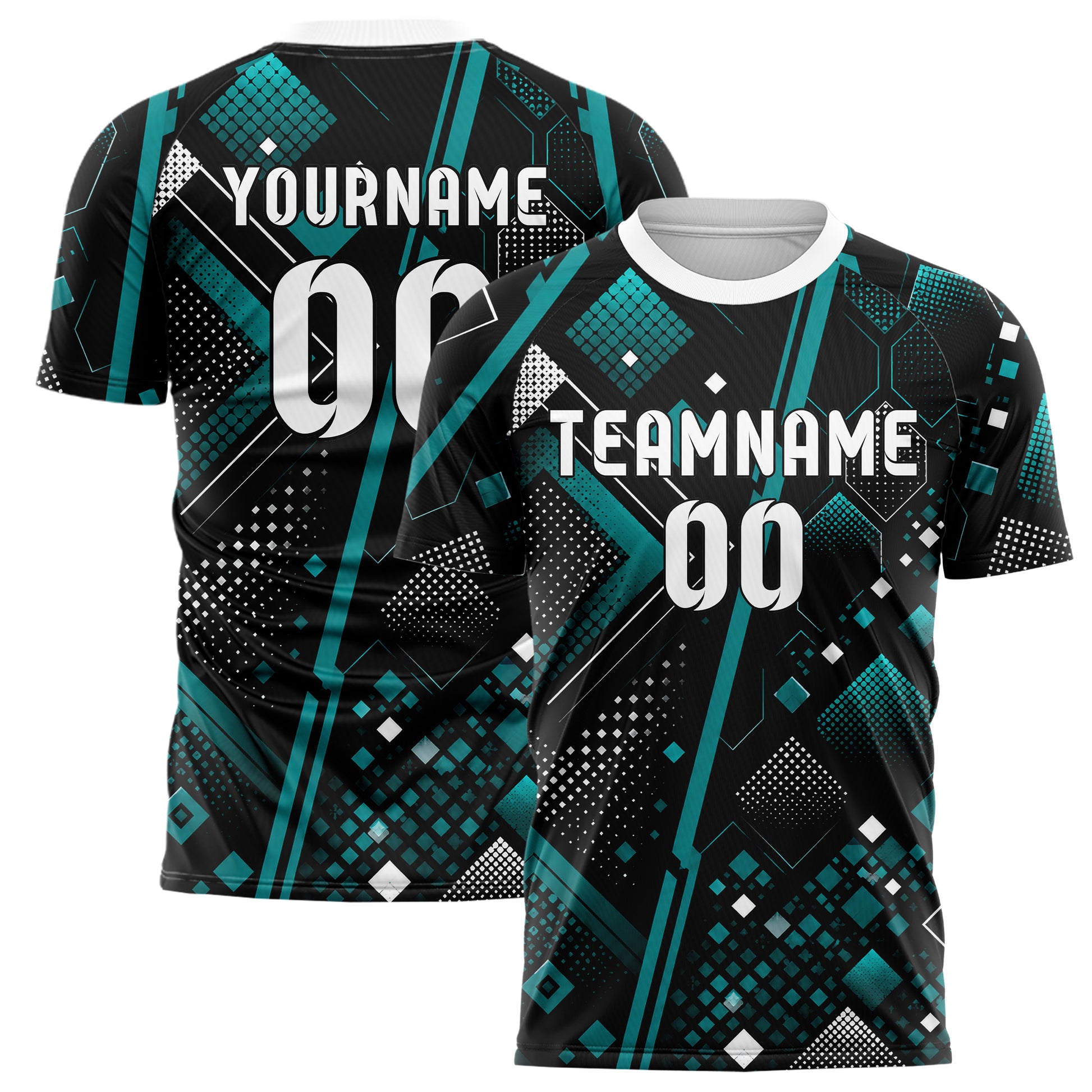 Schwarz lebendiges Rauten Square Grid Design 01-0413 individuelles Fußballtrikot main