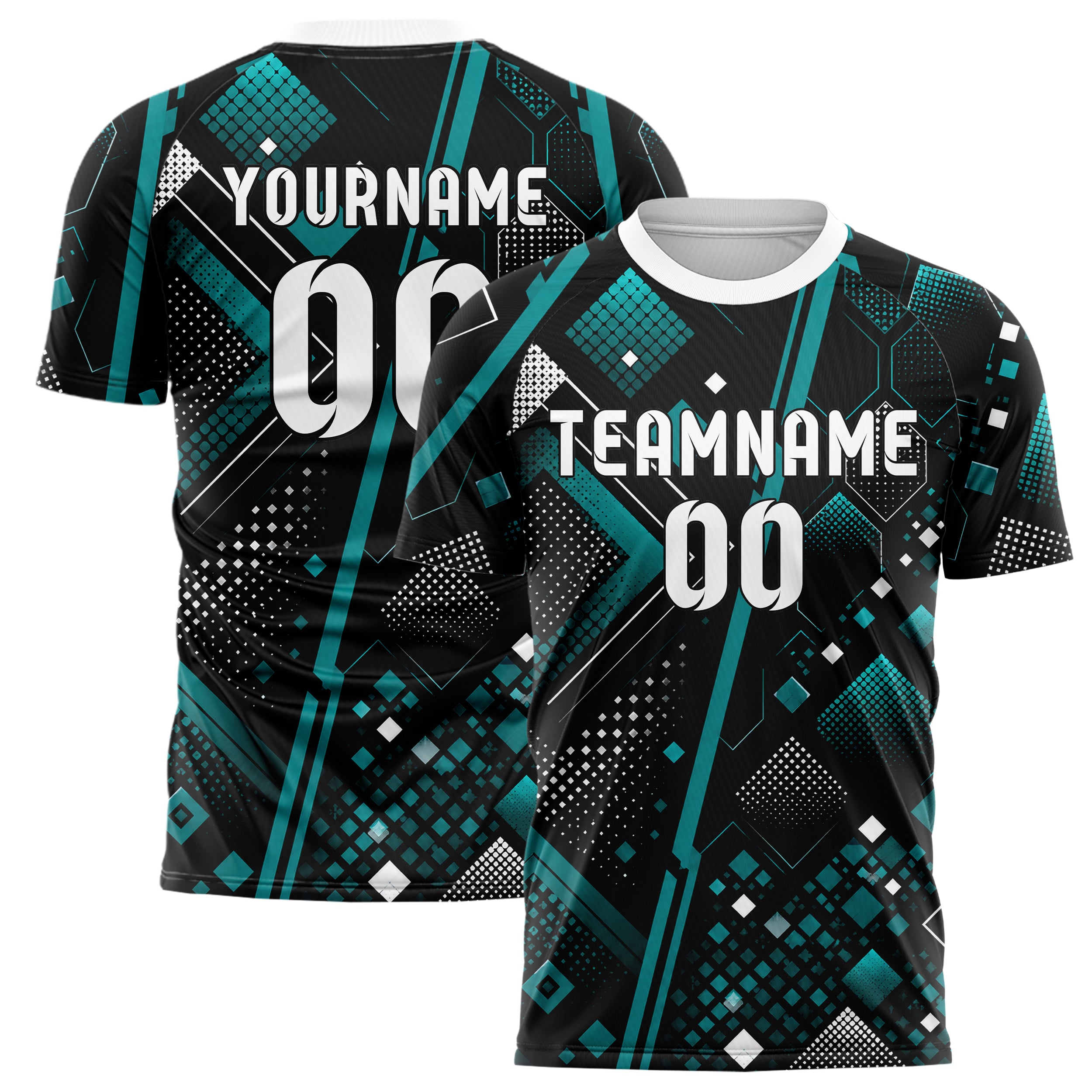 Schwarz lebendiges Rauten Square Grid Design 01-0413 individuelles Fußballtrikot main