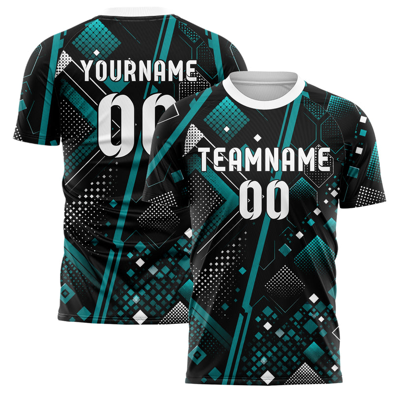 Schwarz lebendiges Rauten Square Grid Design 01-0413 individuelles Fußballtrikot main