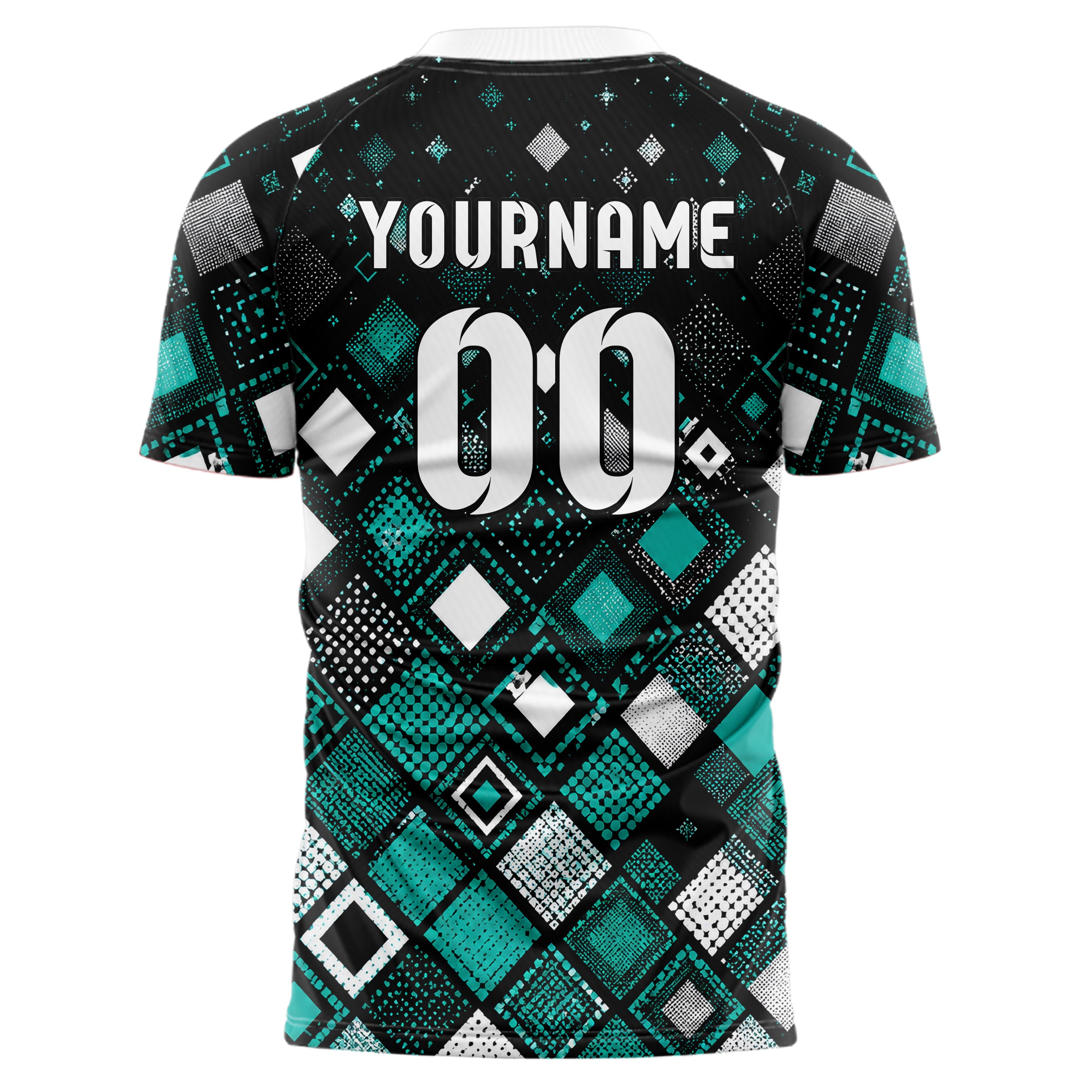 Schwarz lebendiges Rauten dichter Verlauf von unten Design 01-0047 individuelles Fußballtrikot back