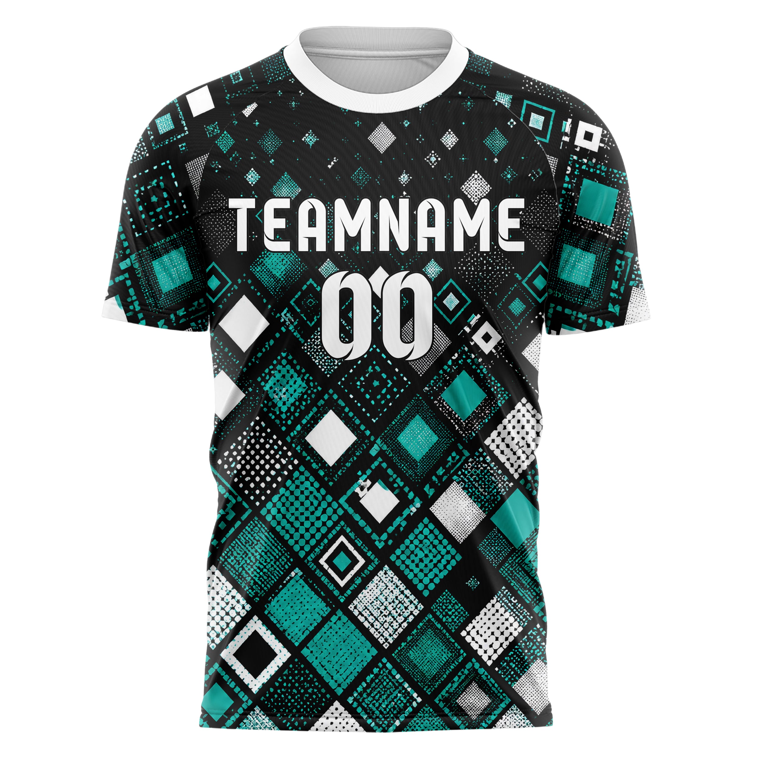Schwarz lebendiges Rauten dichter Verlauf von unten Design 01-0047 individuelles Fußballtrikot front