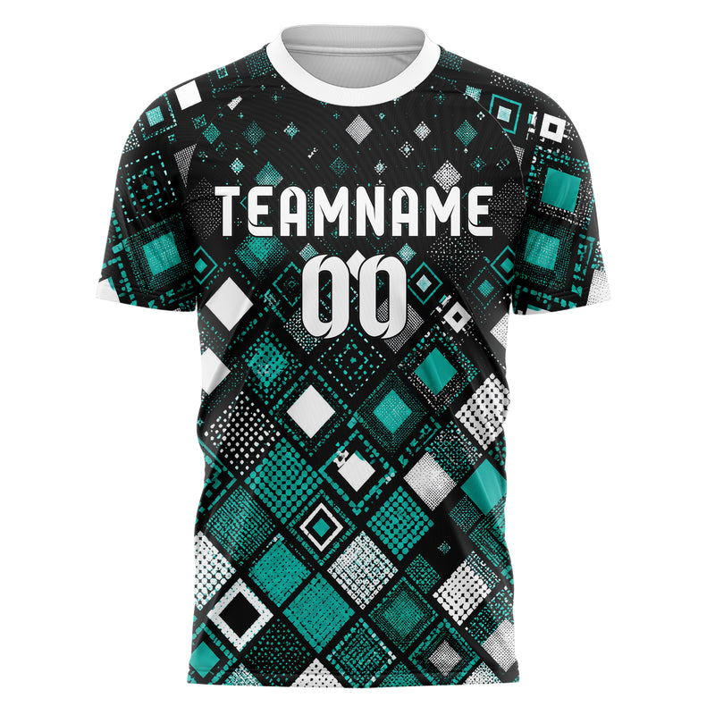 Schwarz lebendiges Rauten dichter Verlauf von unten Design 01-0047 individuelles Fußballtrikot front