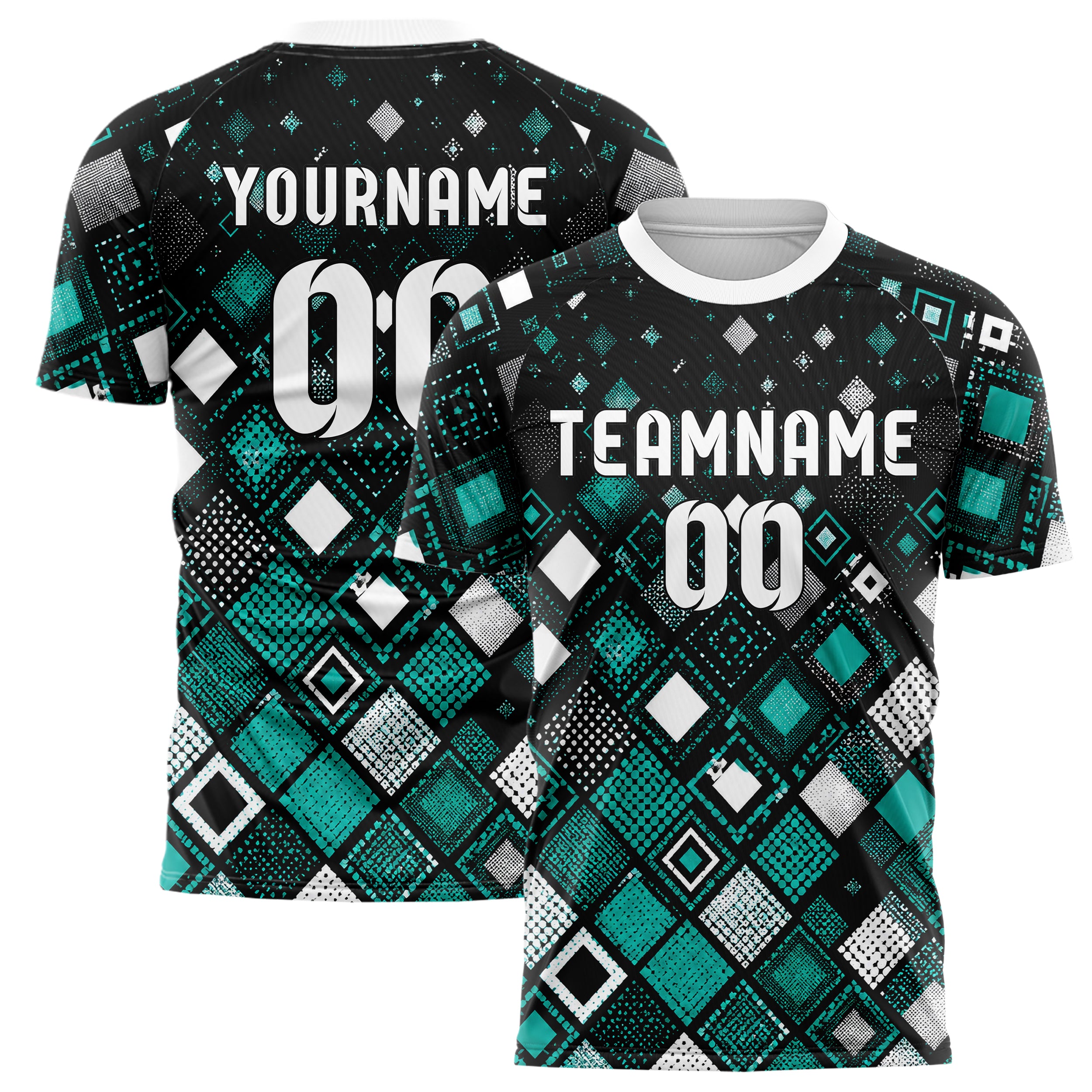 Schwarz lebendiges Rauten dichter Verlauf von unten Design 01-0047 individuelles Fußballtrikot main