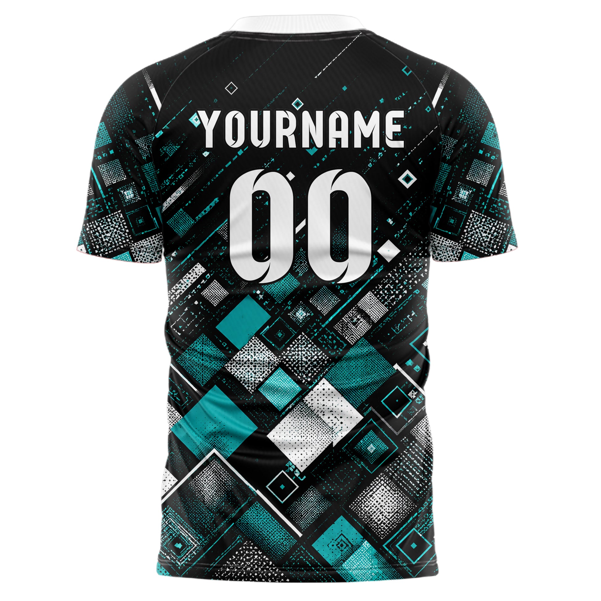Schwarz lebendiges Rauten dichter Verlauf von unten Design 01-0335 individuelles Fußballtrikot back