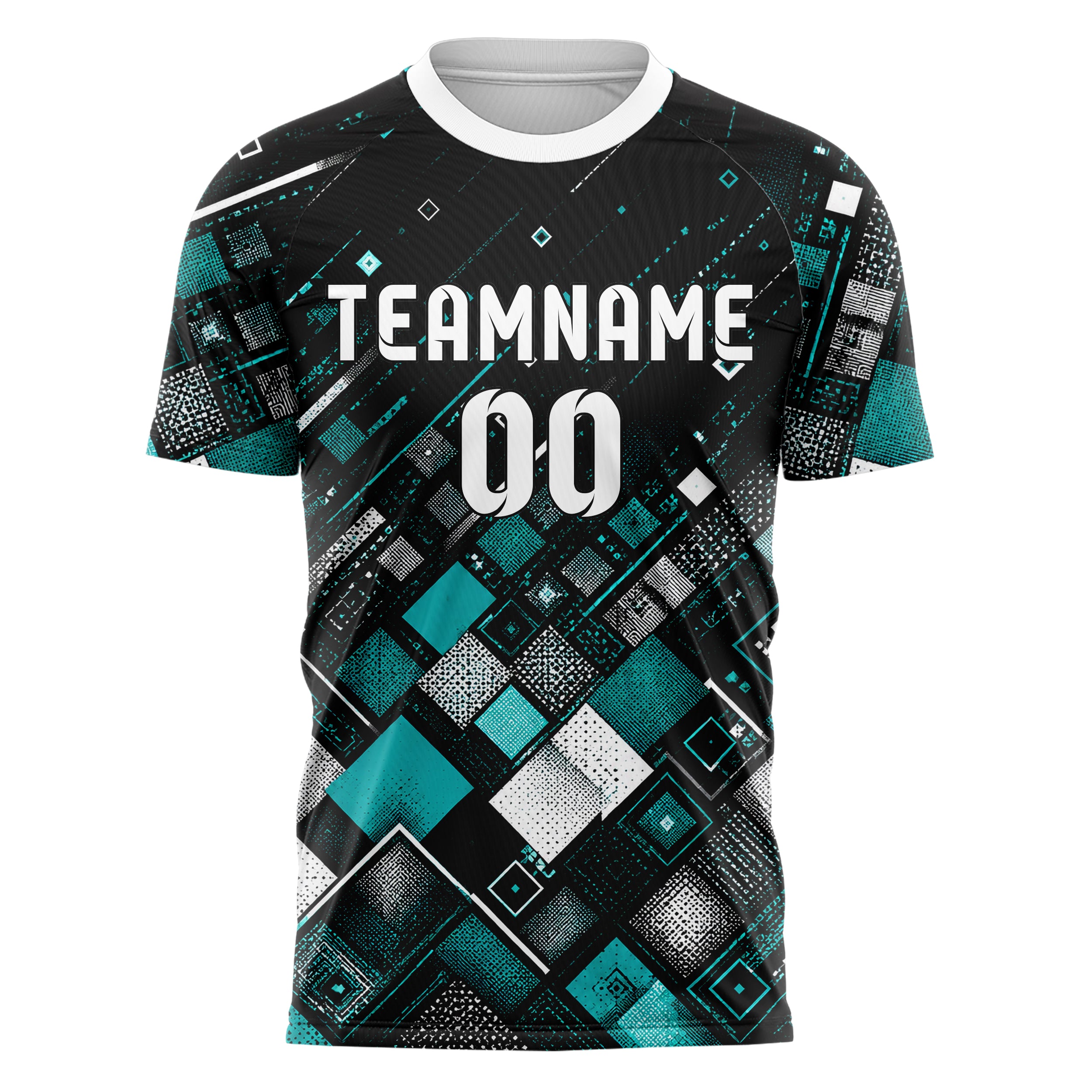 Schwarz lebendiges Rauten dichter Verlauf von unten Design 01-0335 individuelles Fußballtrikot front