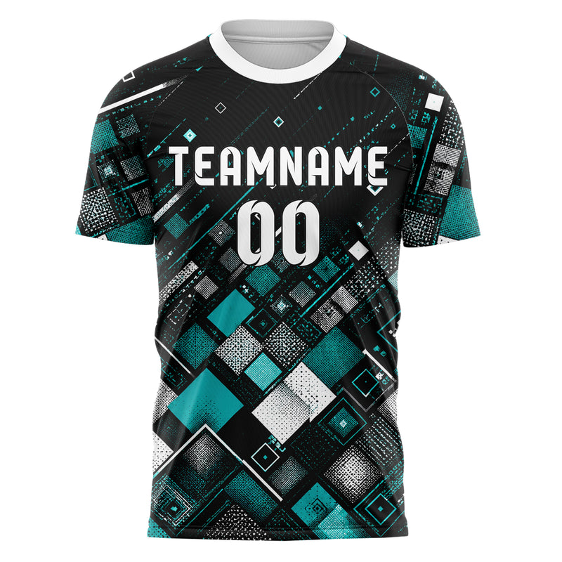 Schwarz lebendiges Rauten dichter Verlauf von unten Design 01-0335 individuelles Fußballtrikot front