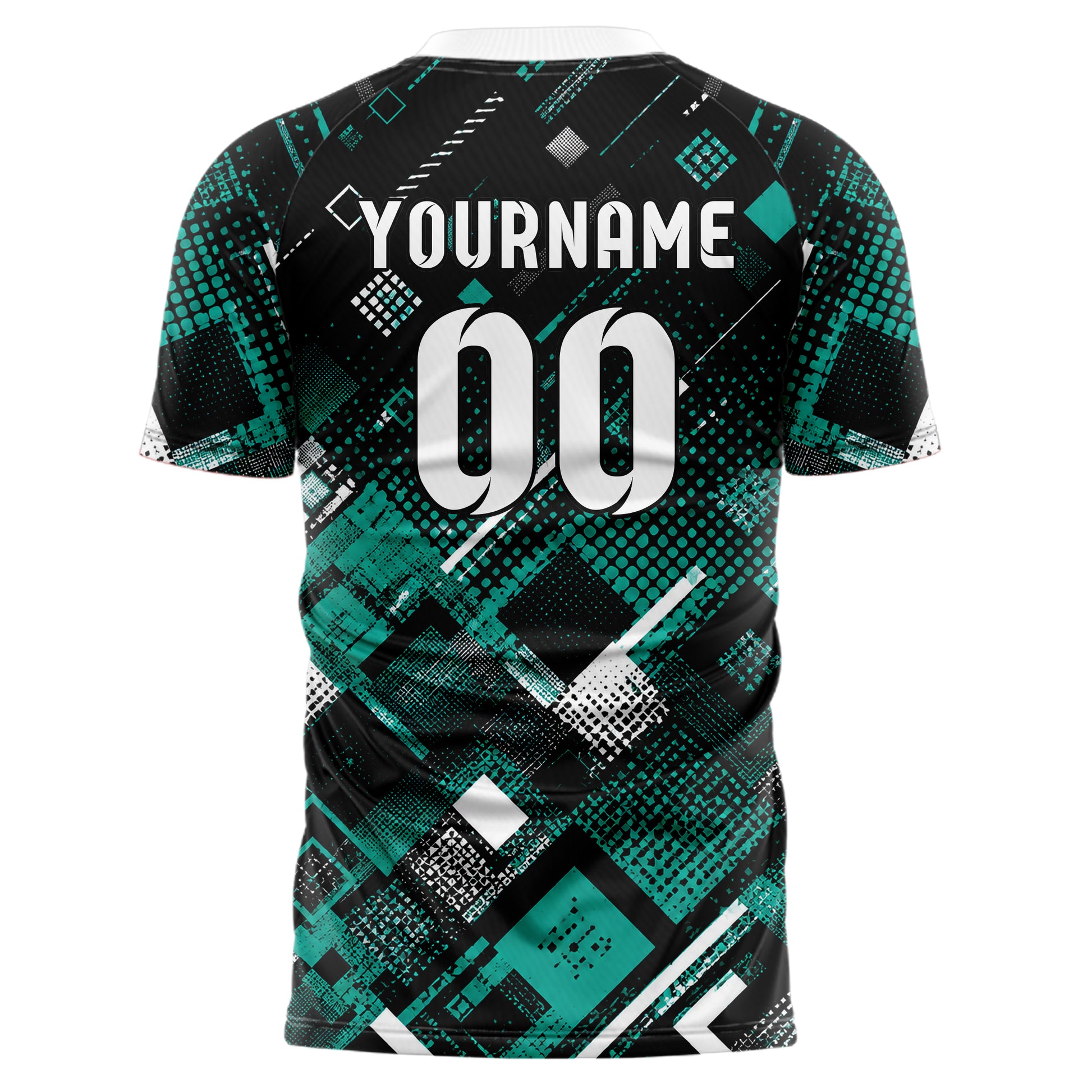 Schwarz lebendiges Rauten dichter Verlauf von unten Design 01-0479 individuelles Fußballtrikot back