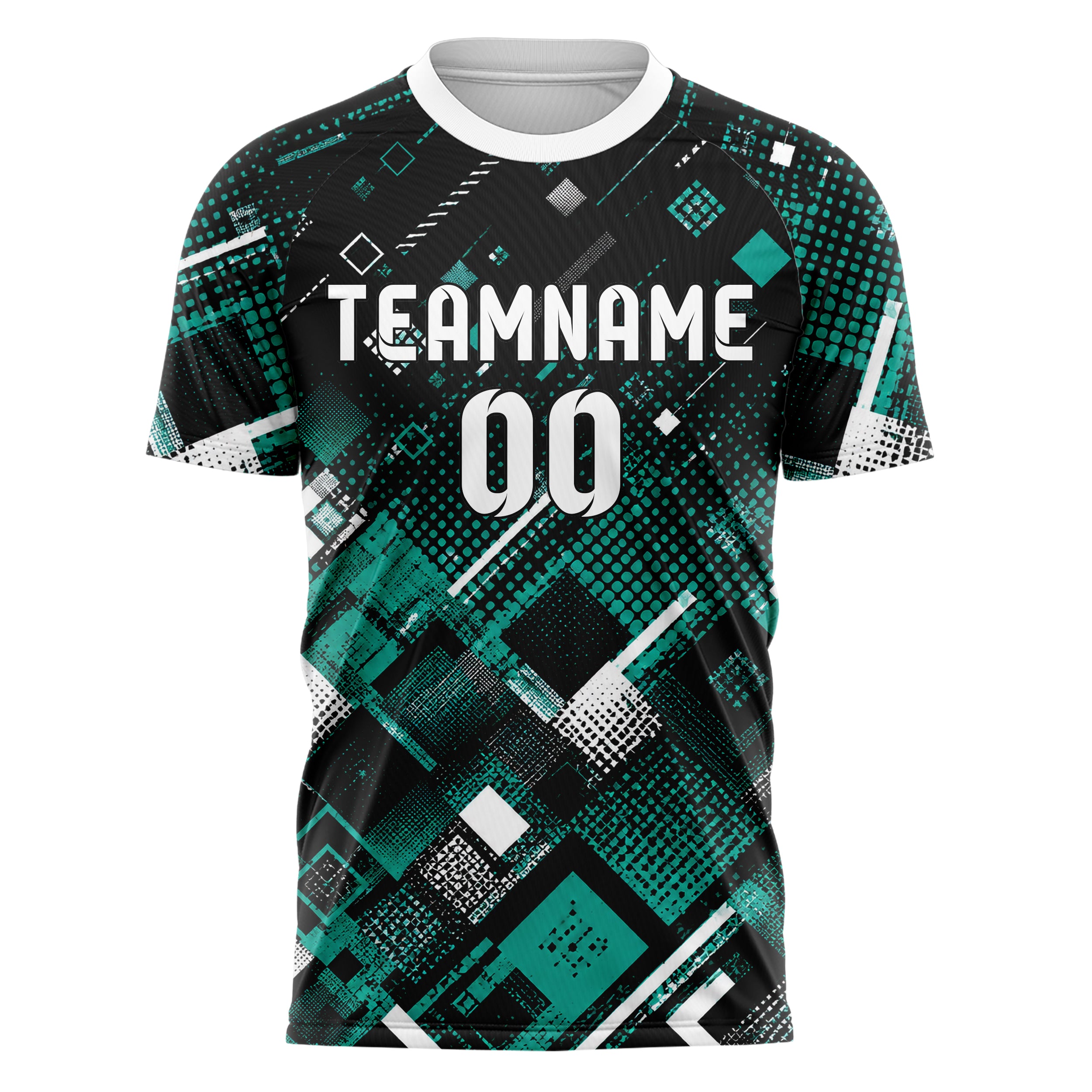 Schwarz lebendiges Rauten dichter Verlauf von unten Design 01-0479 individuelles Fußballtrikot front