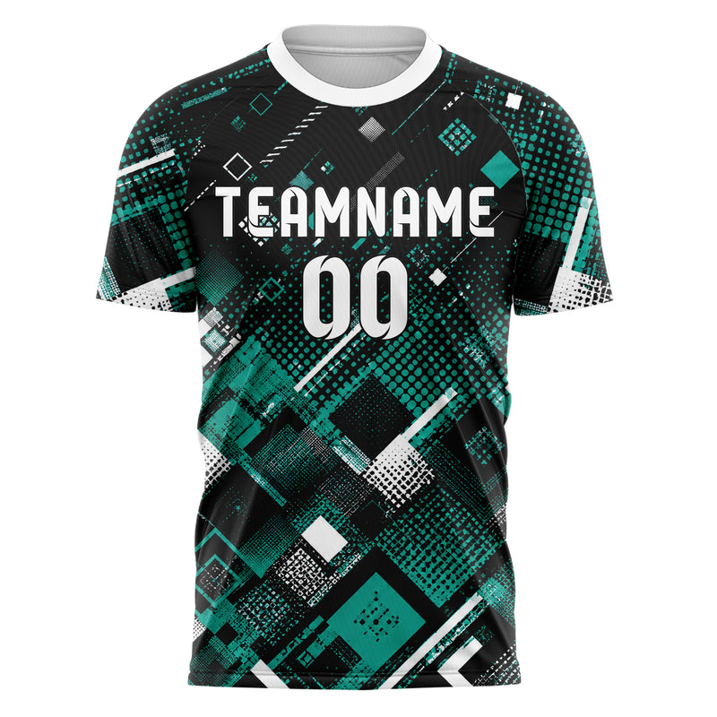 Schwarz lebendiges Rauten dichter Verlauf von unten Design 01-0479 individuelles Fußballtrikot front