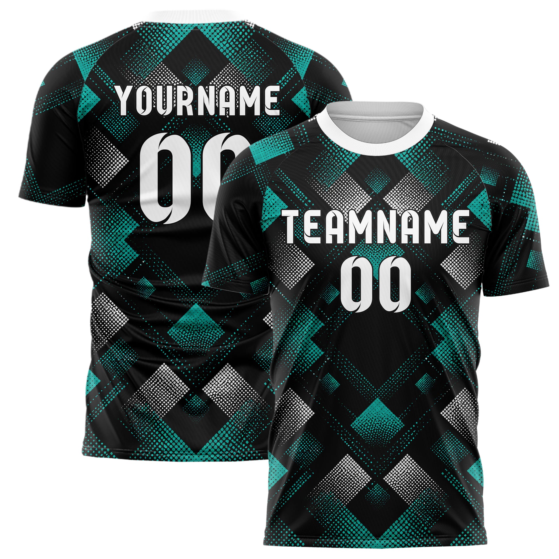 Schwarz lebendiges Rauten diagonale Tessellation Design 01-0410 individuelles Fußballtrikot main