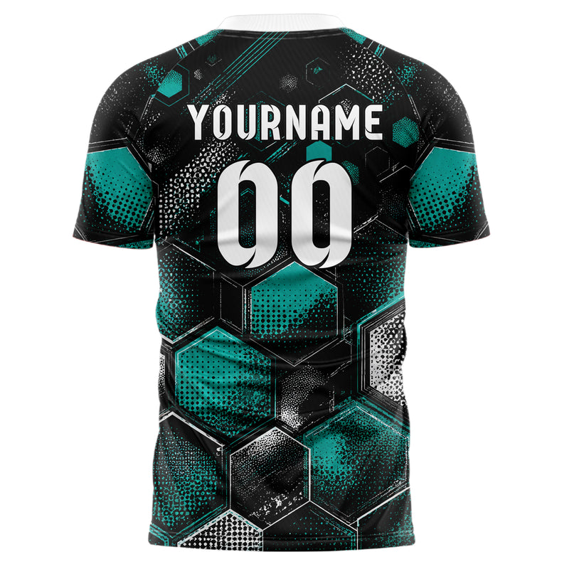 Schwarz lebendiges Rauten hexagonale Panels Design 01-0038 individuelles Fußballtrikot back