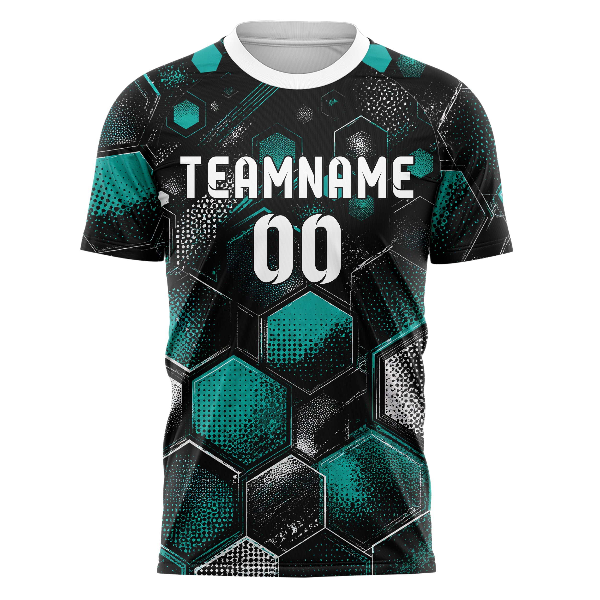 Schwarz lebendiges Rauten hexagonale Panels Design 01-0038 individuelles Fußballtrikot front