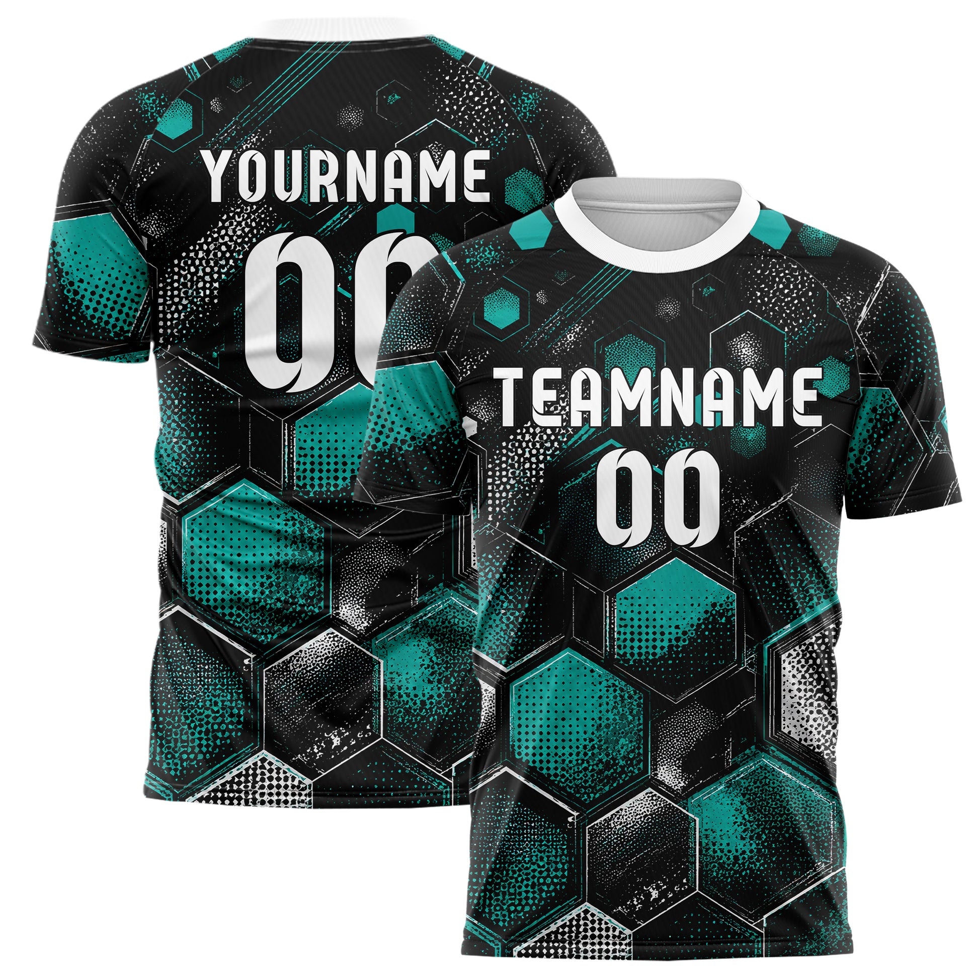 Schwarz lebendiges Rauten hexagonale Panels Design 01-0038 individuelles Fußballtrikot main