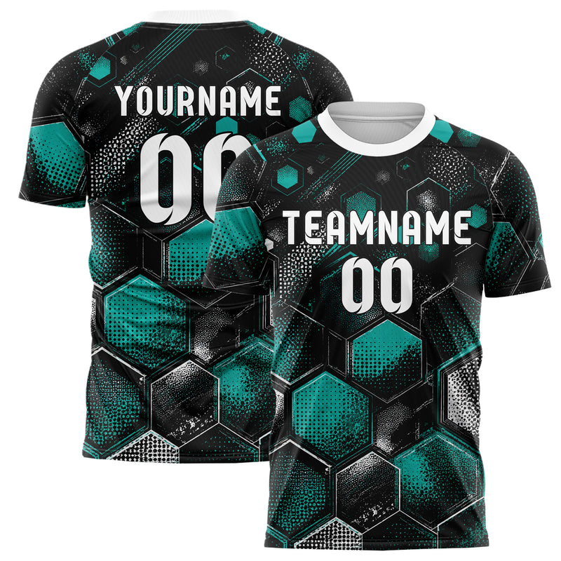 Schwarz lebendiges Rauten hexagonale Panels Design 01-0038 individuelles Fußballtrikot main